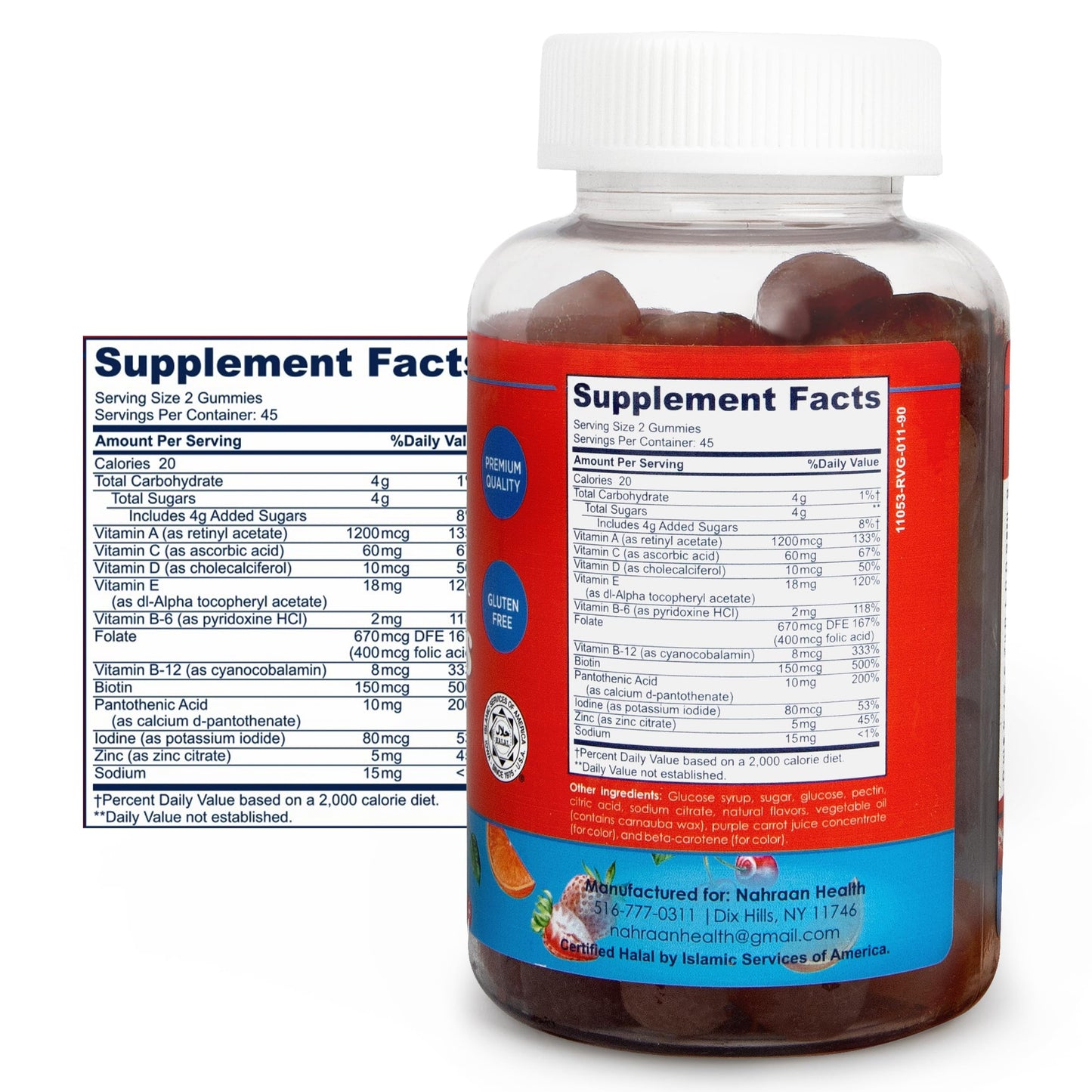 NAHRAAN HEALTH Halal Multivitamins Gummies 90 Count