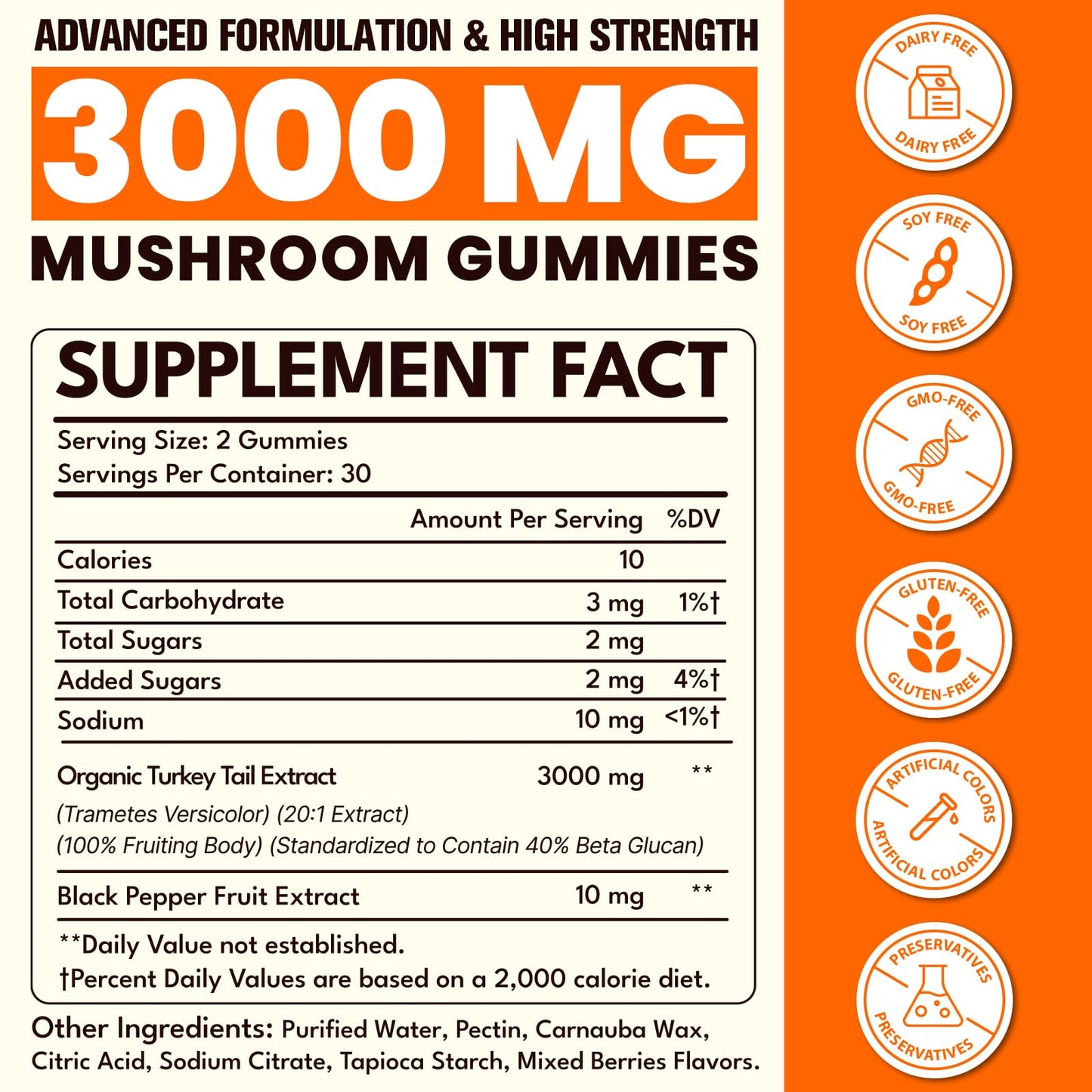 Qazwer Turkey Tail Mushroom Gummies 60 Count