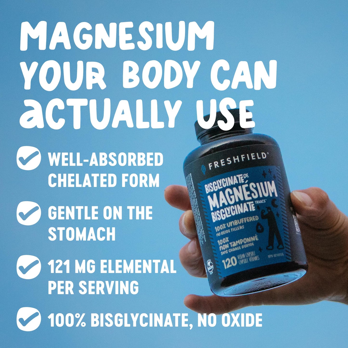 Freshfield Magnesium Bisglycinate Capsule, 60 Count