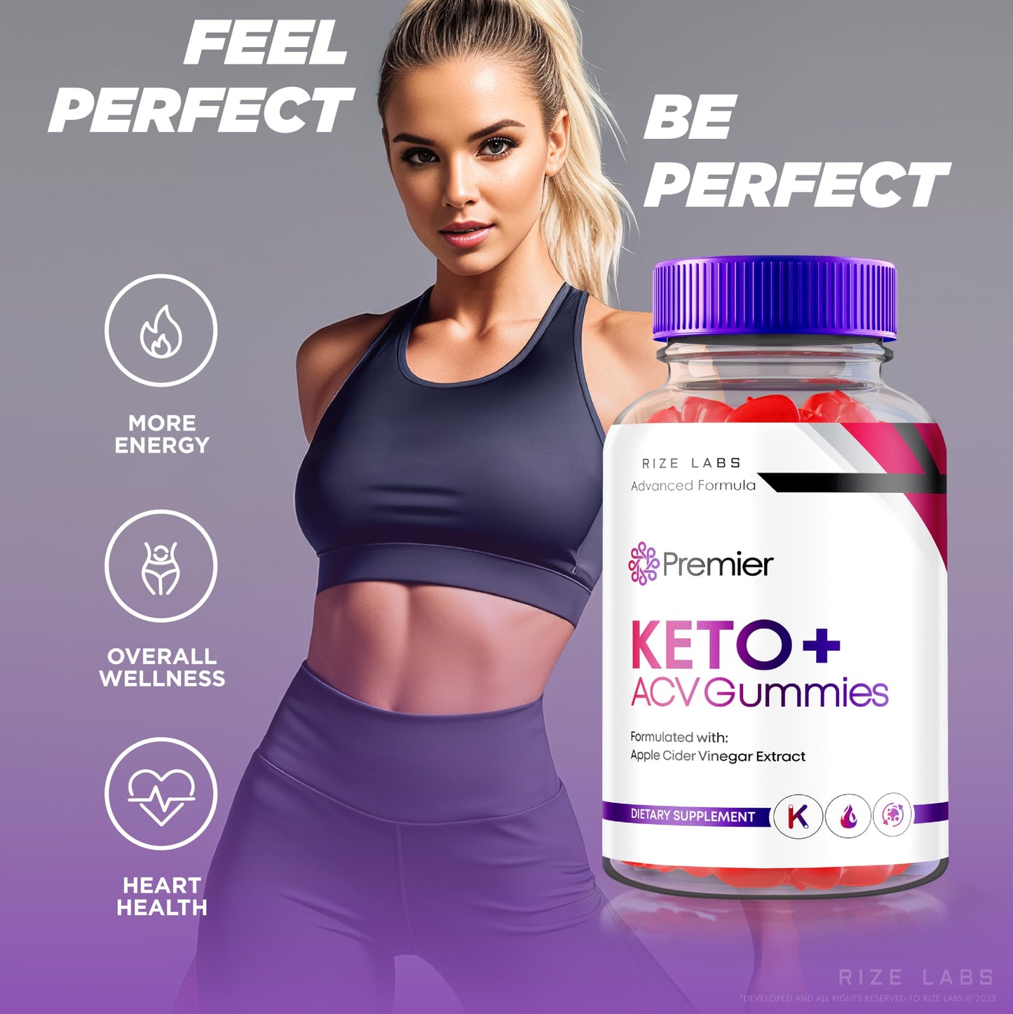 Rize Labs Premier Keto+ACV Gummies, 120 Gummies