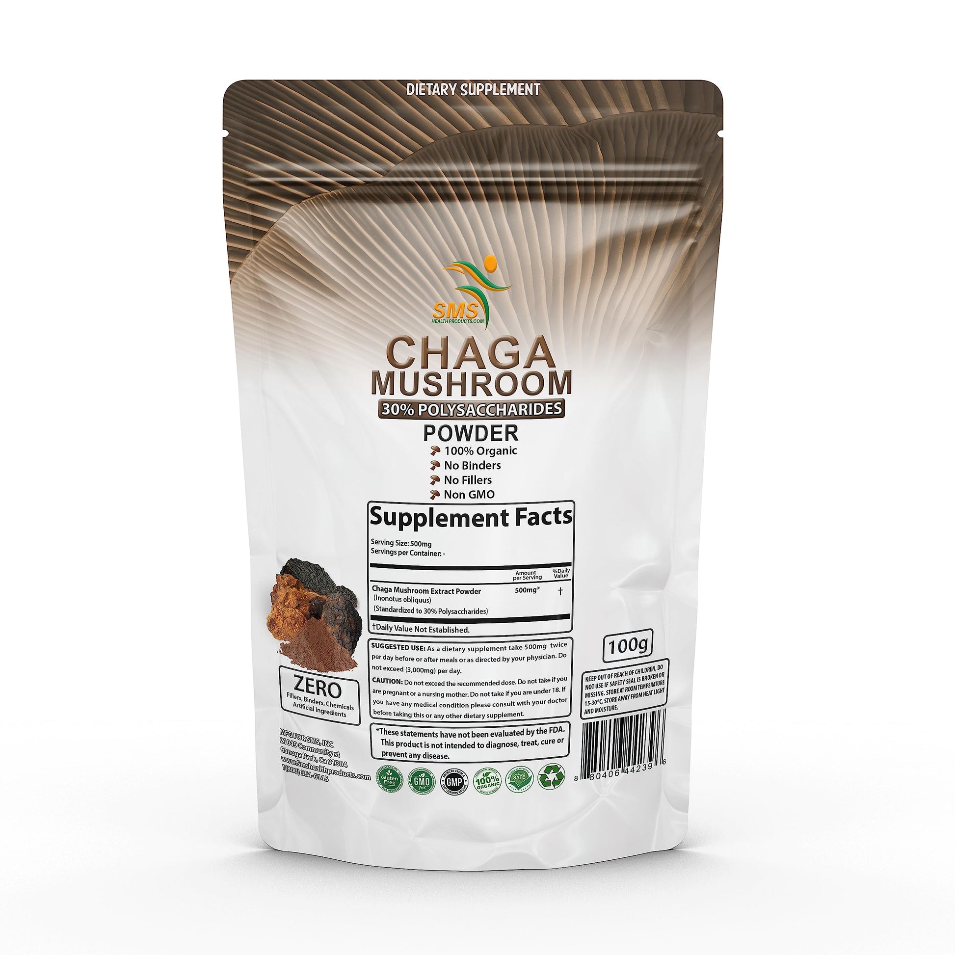 SMSHEALTHPRODUCTS.com Chaga Mushroom Powder 3.5274
