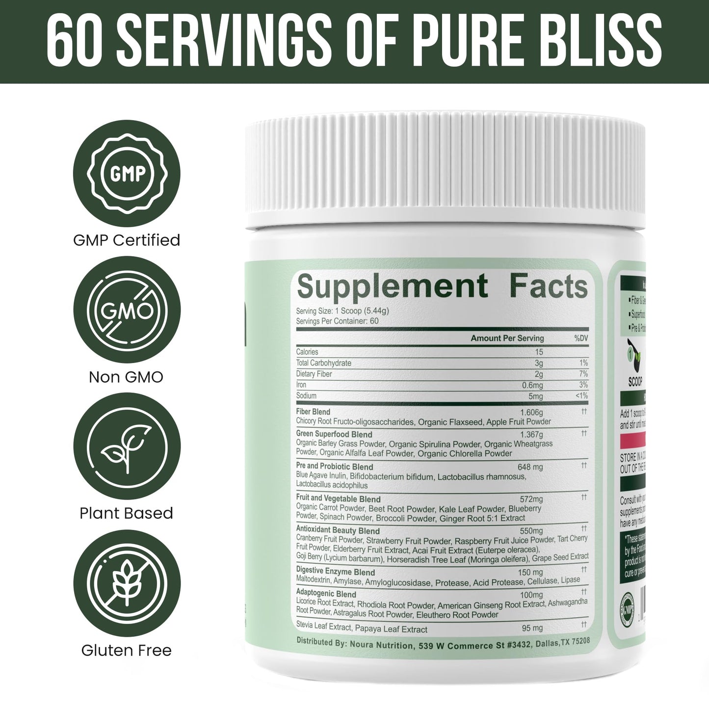 Noura Nutrition Super Greens Powder, 11.52 oz