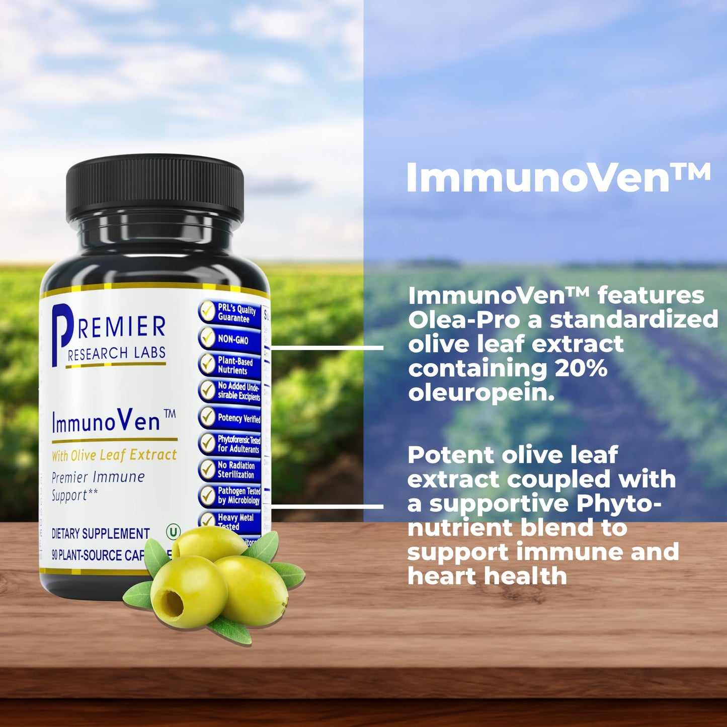 Premier Research Labs ImmunoVen Immune Health Olive Leaf Extract Capsules, 90 Vegetarian Capsules