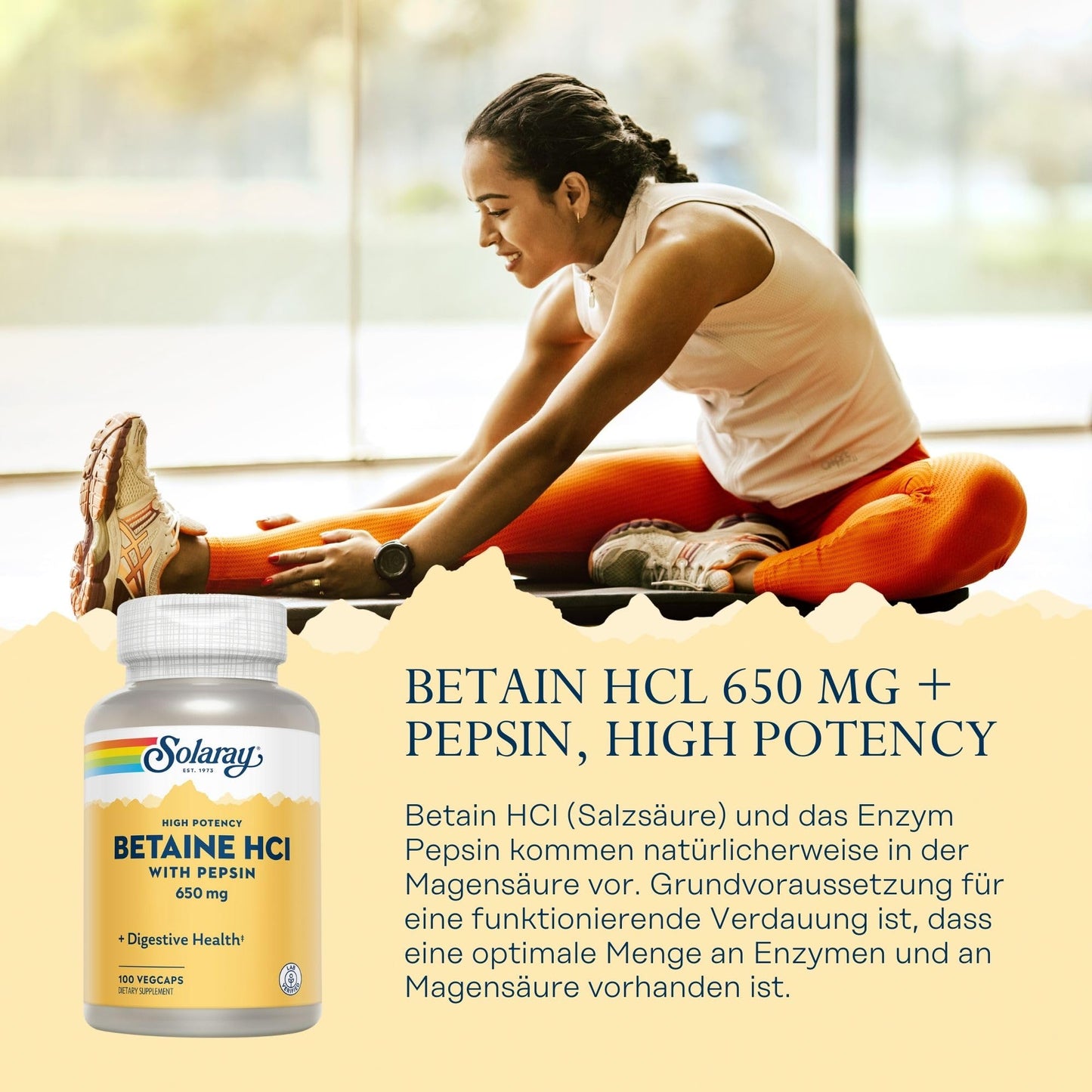 Solaray HCl Pepsin High Potency 650 mg Capsule, 100 Veggie Capsules