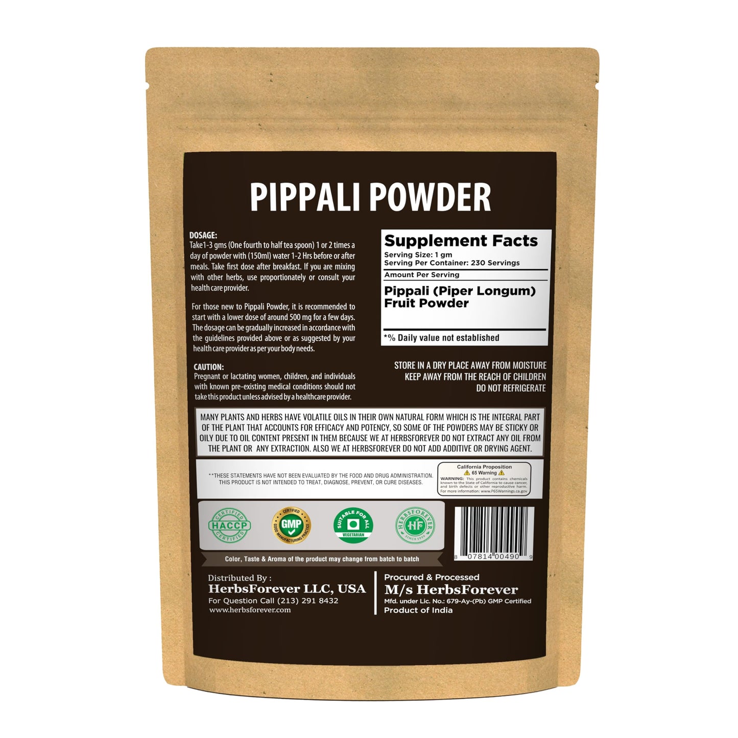 Herbsforever Pippali (Piper longum) Powder 8.11 oz