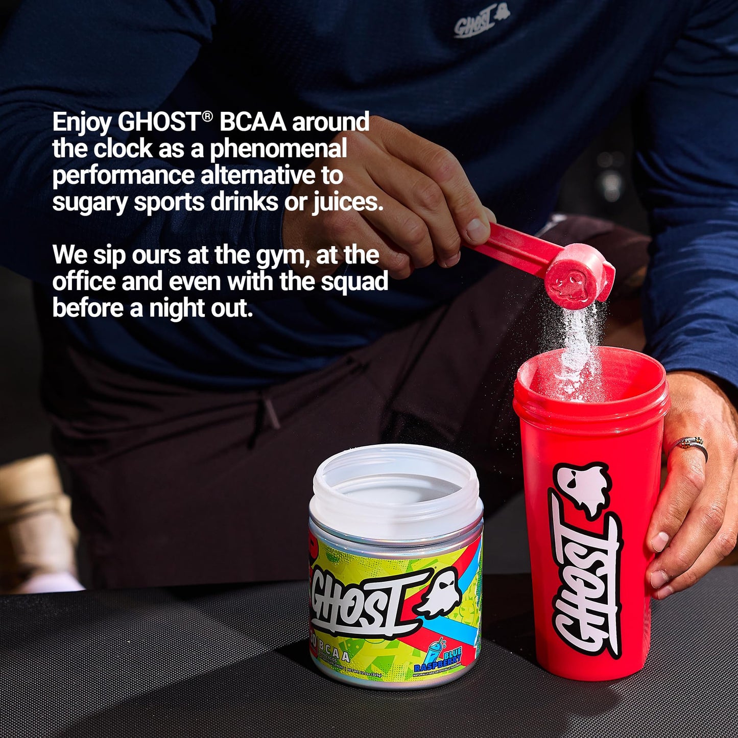 GHOST BCAA Powder Amino Acids Supplement, Blue Raspberry, 12.2 Ounce