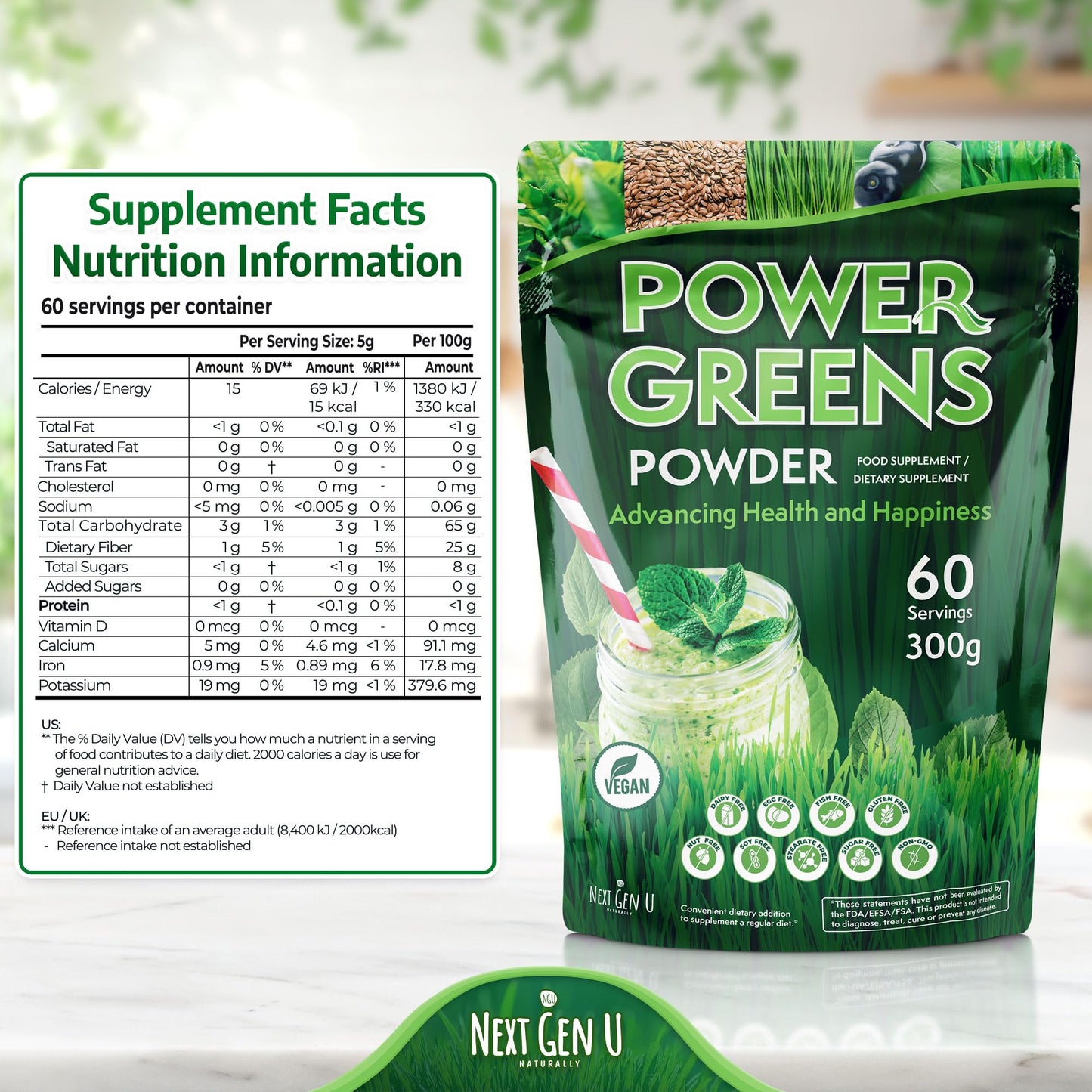 NGU Next Gen U Super Greens Powder 10.6 oz
