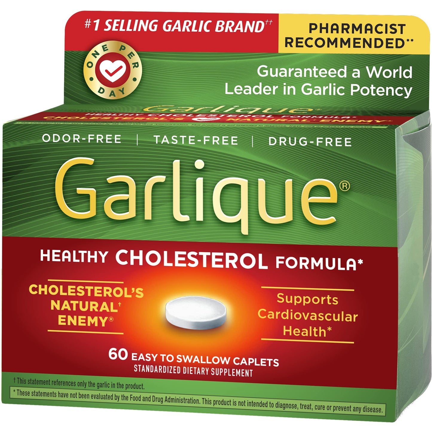 Garlique Healthy Cholesterol Formula with 5000 mcg of Allicin Caplets, 60 Count