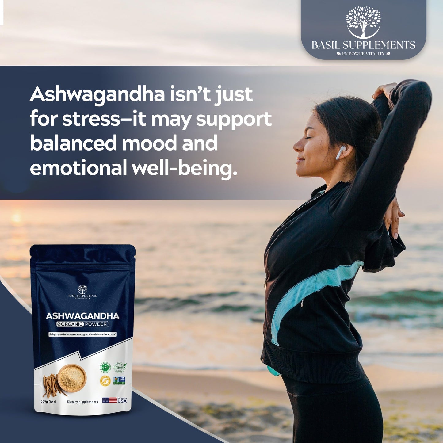 BASIL SUPPLEMENTS Ashwagandha Powder 8 oz
