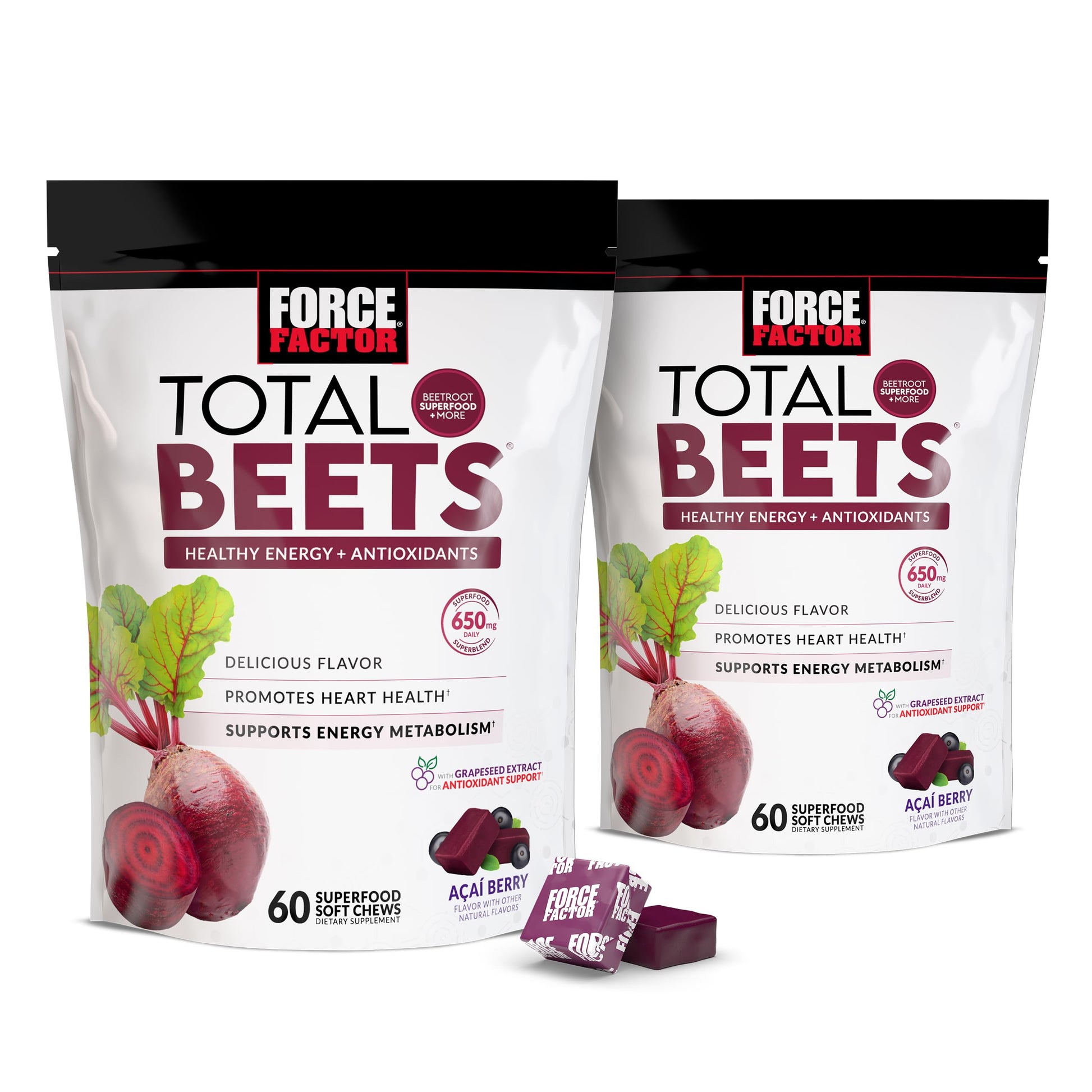 Force Factor Total Beets Soft Chews Chewable 120 Count