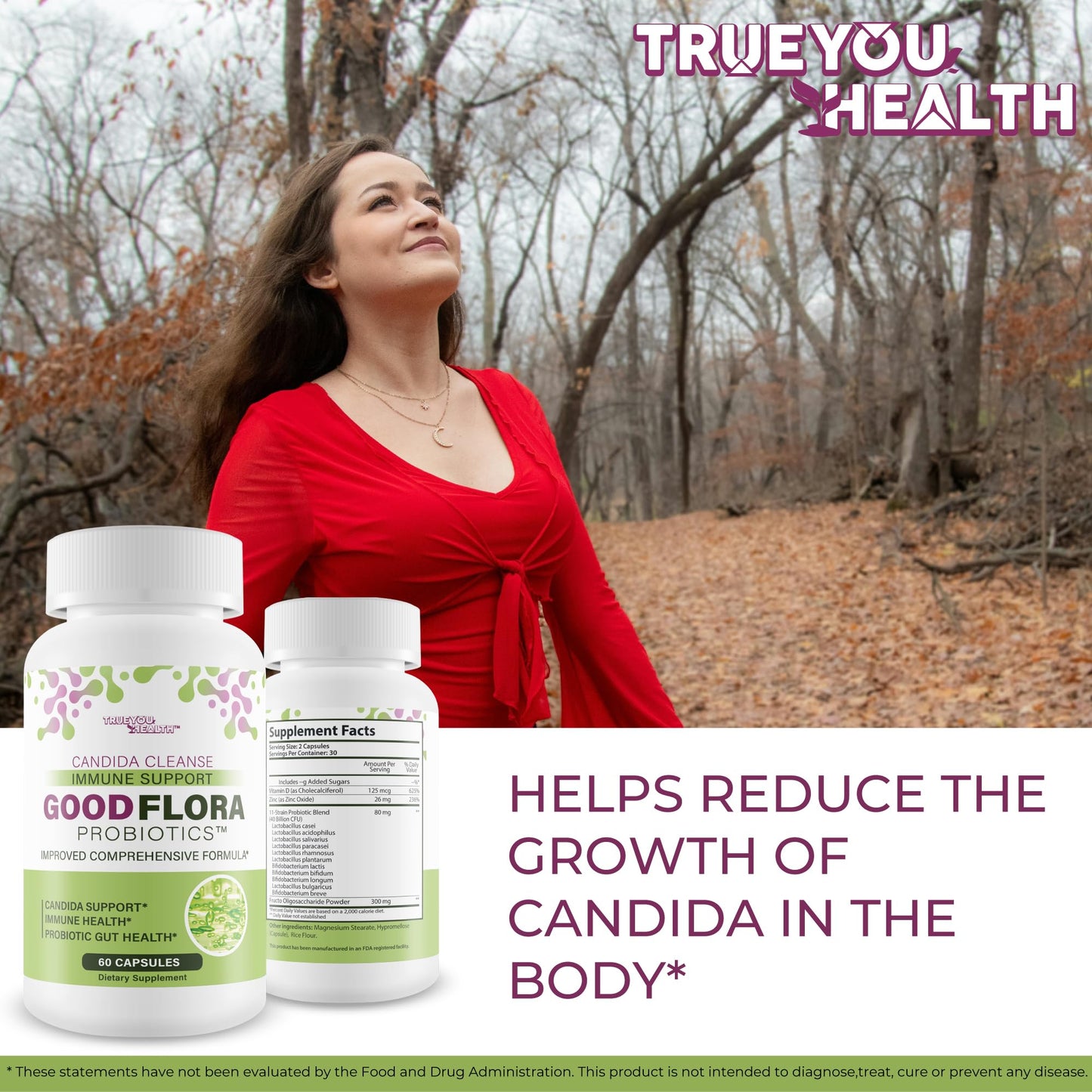 True You Health Good Flora Probiotics Candida Cleanse Capsules, 60 Count