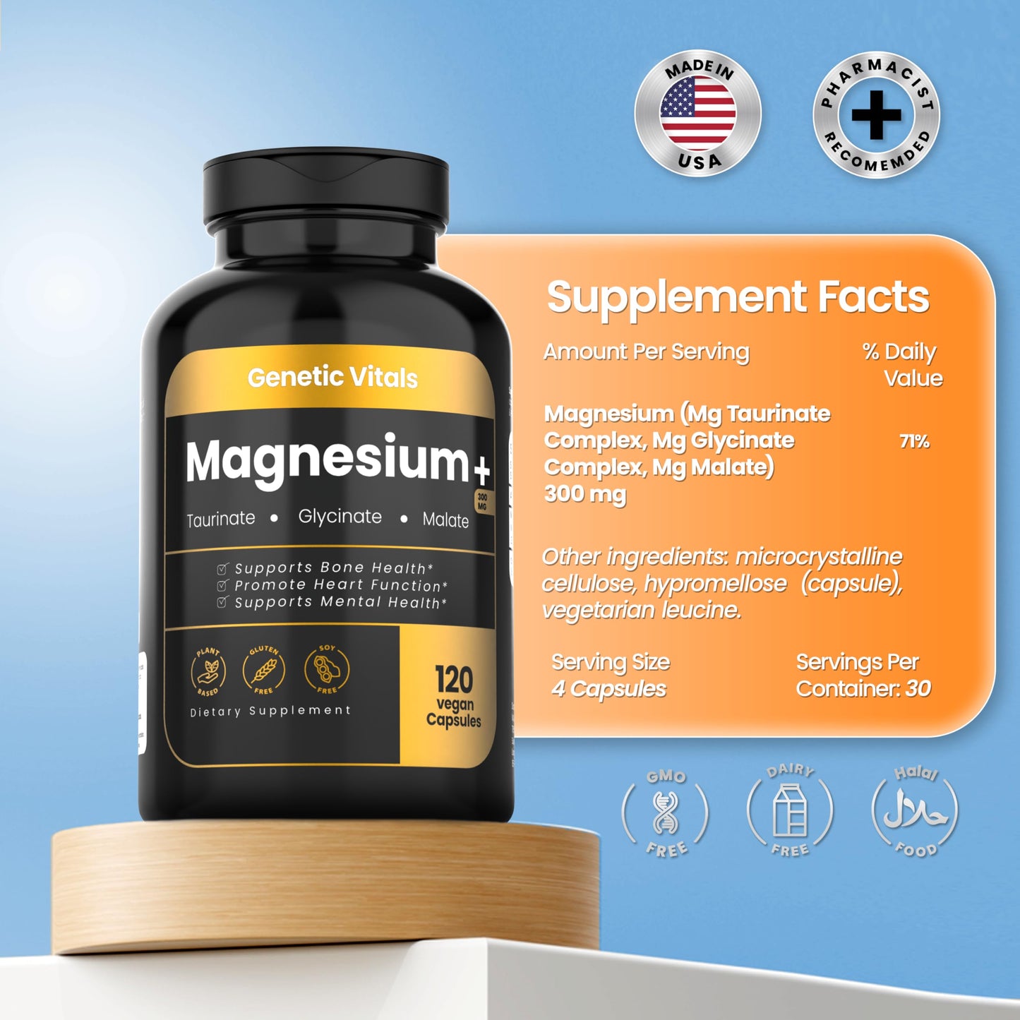 Genetic Vitals Triple Magnesium Complex 300mg Capsules 120 Count