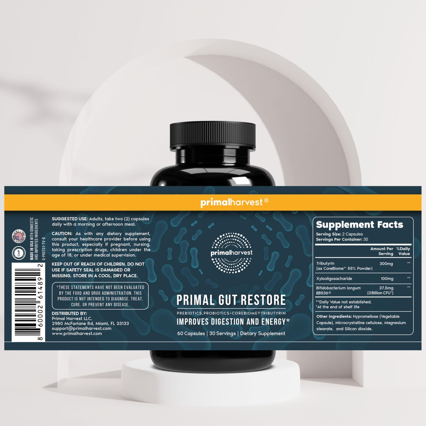 Primal Harvest Primal Gut Restore and Primal Magnesium Supplement Capsule 180 Capsules