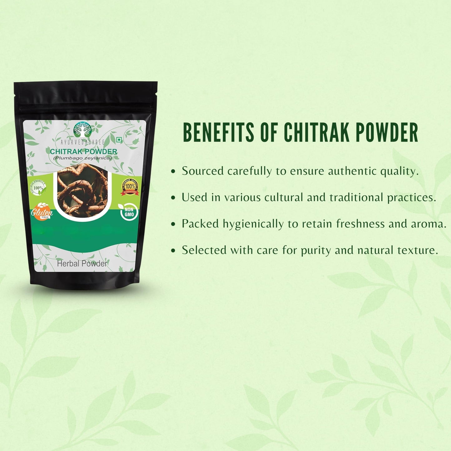 AYURVEDASHREE Chitrak Roots Powder 1.7637 oz