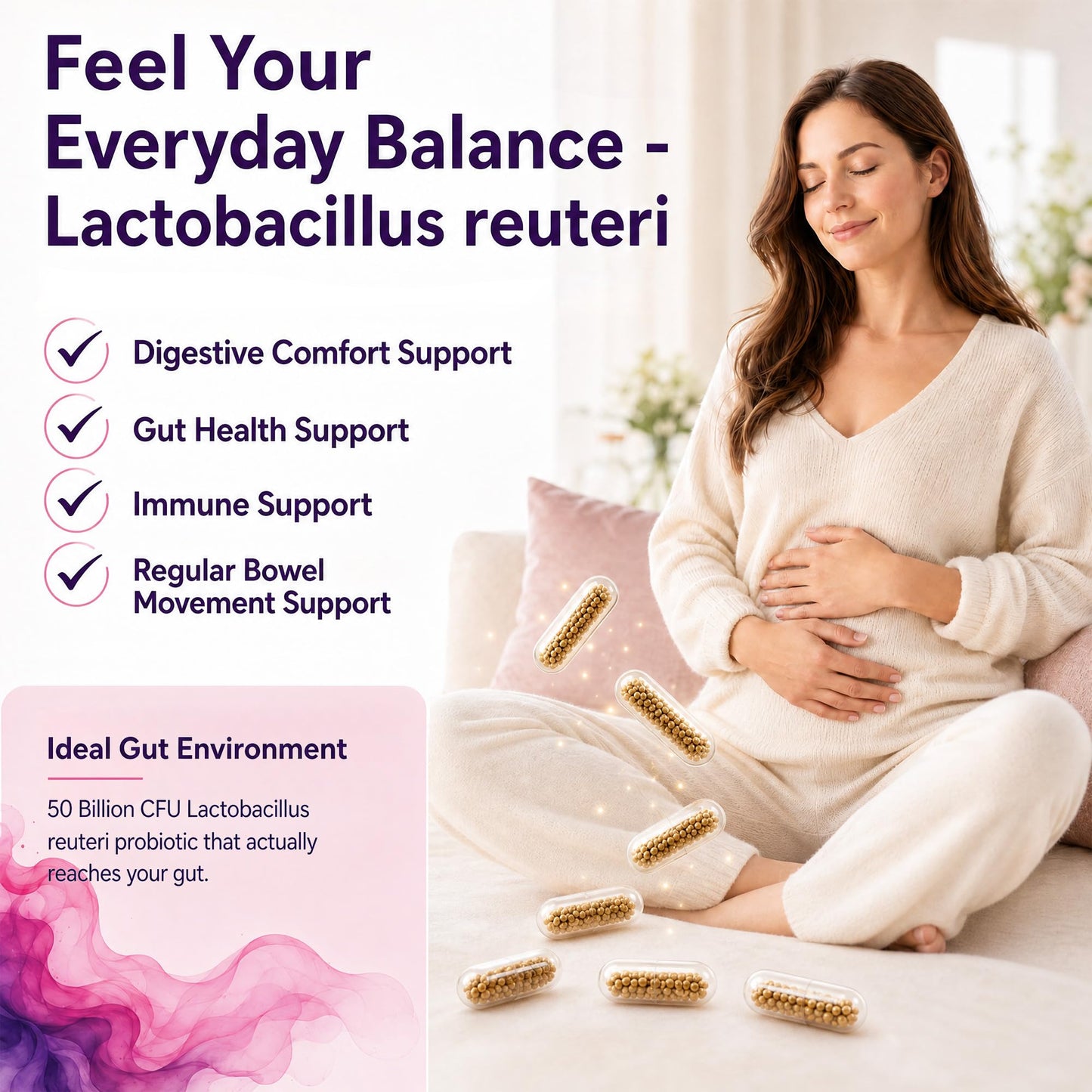 Jorrwatee Lactobacillus Reuteri 50 Billion CFU Capsule, 210 Count