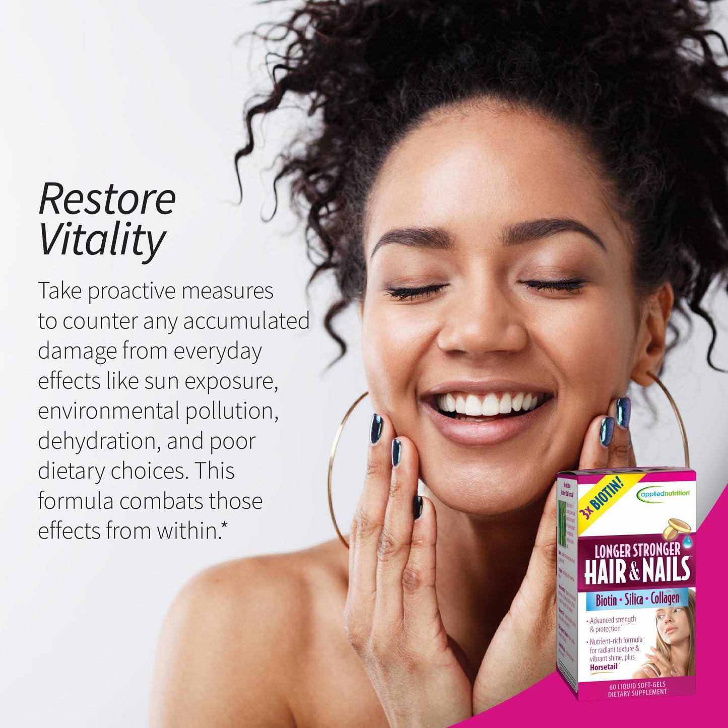 Applied Nutrition Longer Stronger Hair & Nails Softgels 360