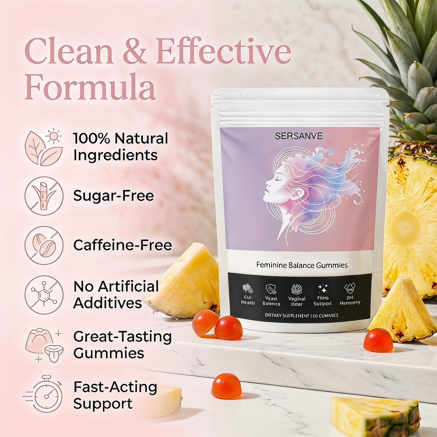 SERSANVE Feminine Balance Gummies for Women 60 Gummies