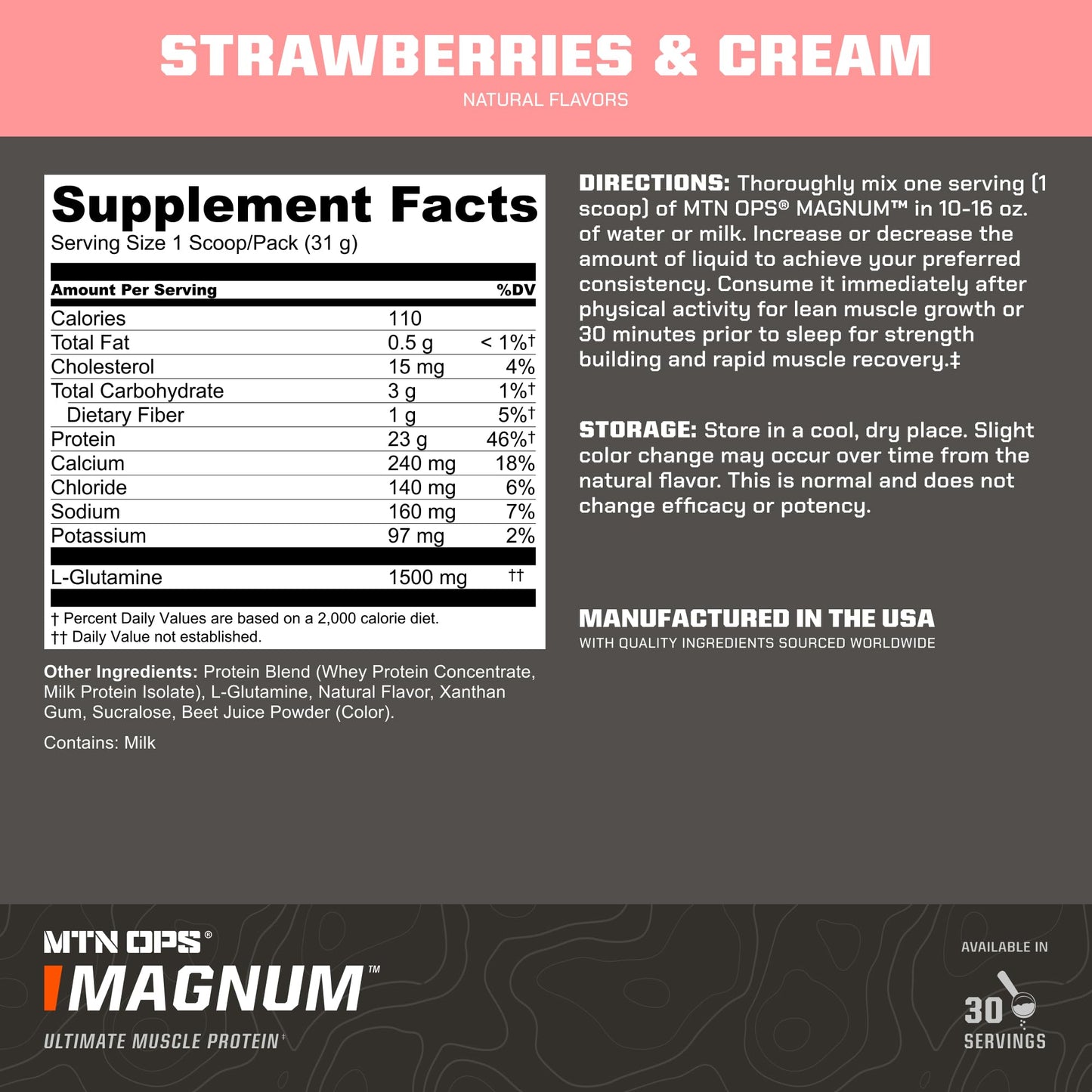 MTN OPS Magnum Whey Protein Powder, 33.1 oz