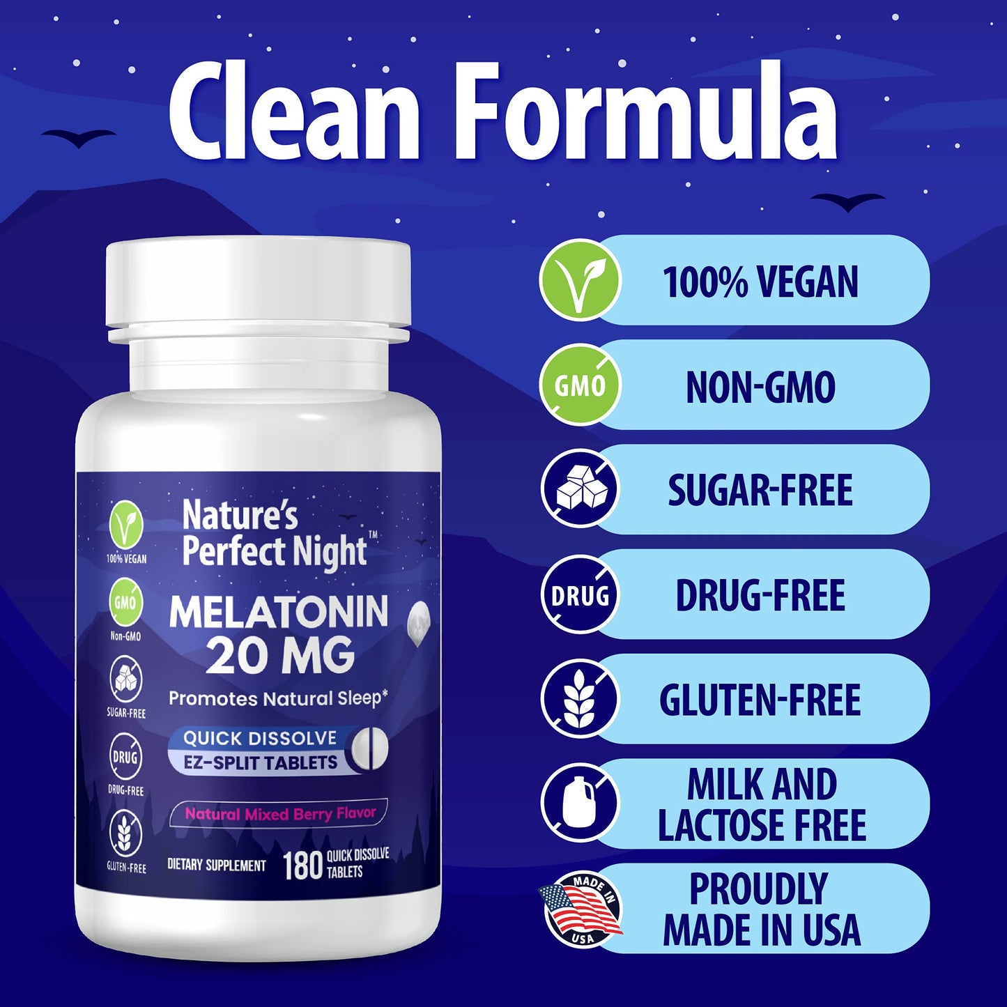 Nature's Perfect Night Melatonin 20mg Tablets, 360-Count