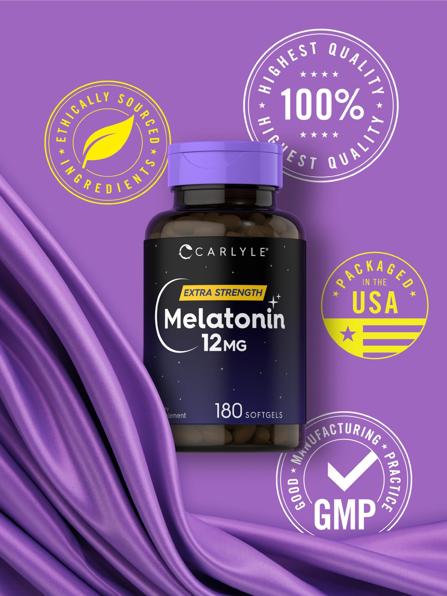 Carlyle Melatonin 12 mg Softgel Capsules, 180 Count