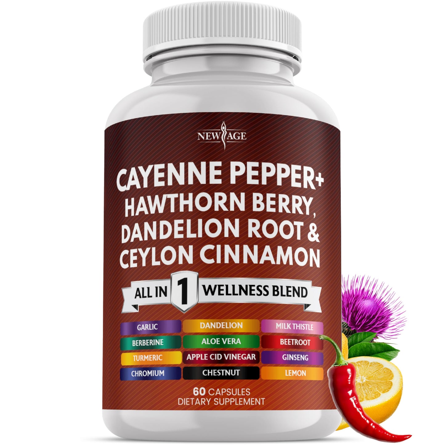 New Age Cayenne Pepper Capsules 60 Count