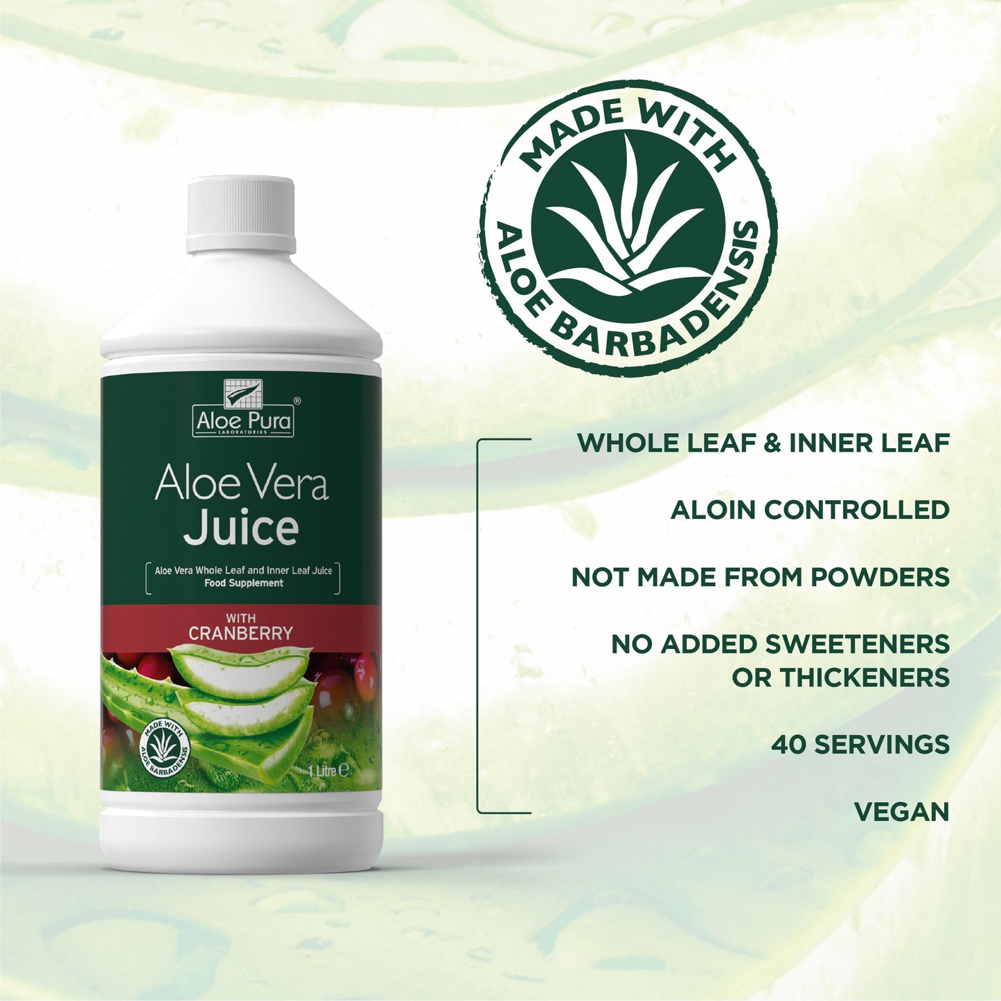 Aloe Pura Aloe Vera Juice Max Strength Cranberry Soft Gels 33.81 Fl Oz