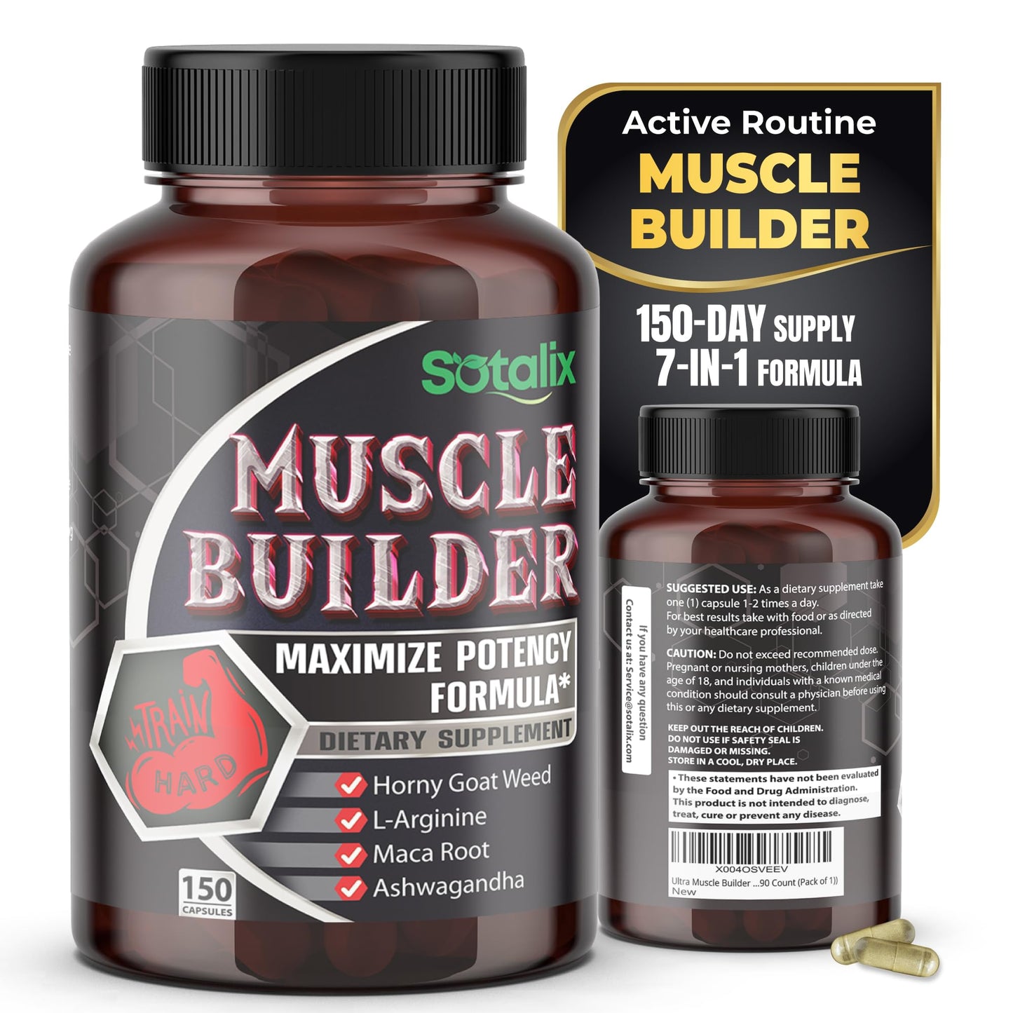 SOTALIX SUPPLEMENT Ultra Muscle Builder Supplement with L-Arginine & Tribulus – Sports Training Support 90 Capsules