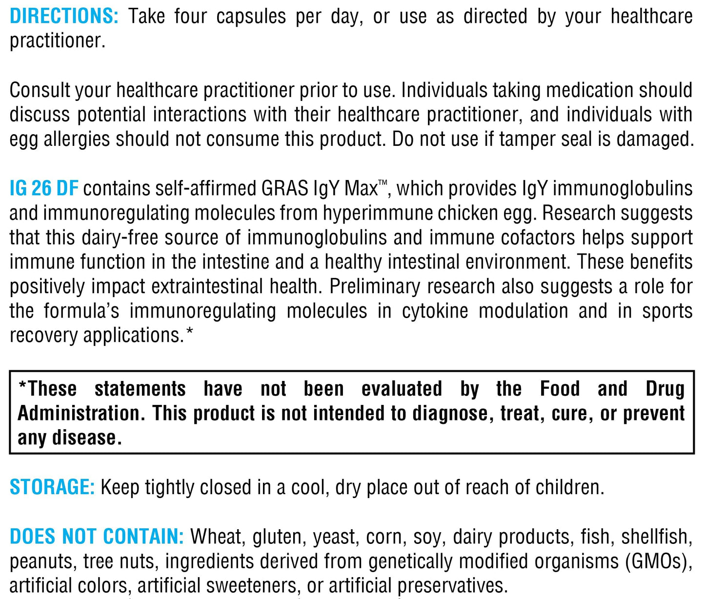 XYMOGEN IG 26 DF Dairy-Free Immunoglobulin Capsules, Hyperimmune Egg-Derived Immunoglobulins, 120 Capsules