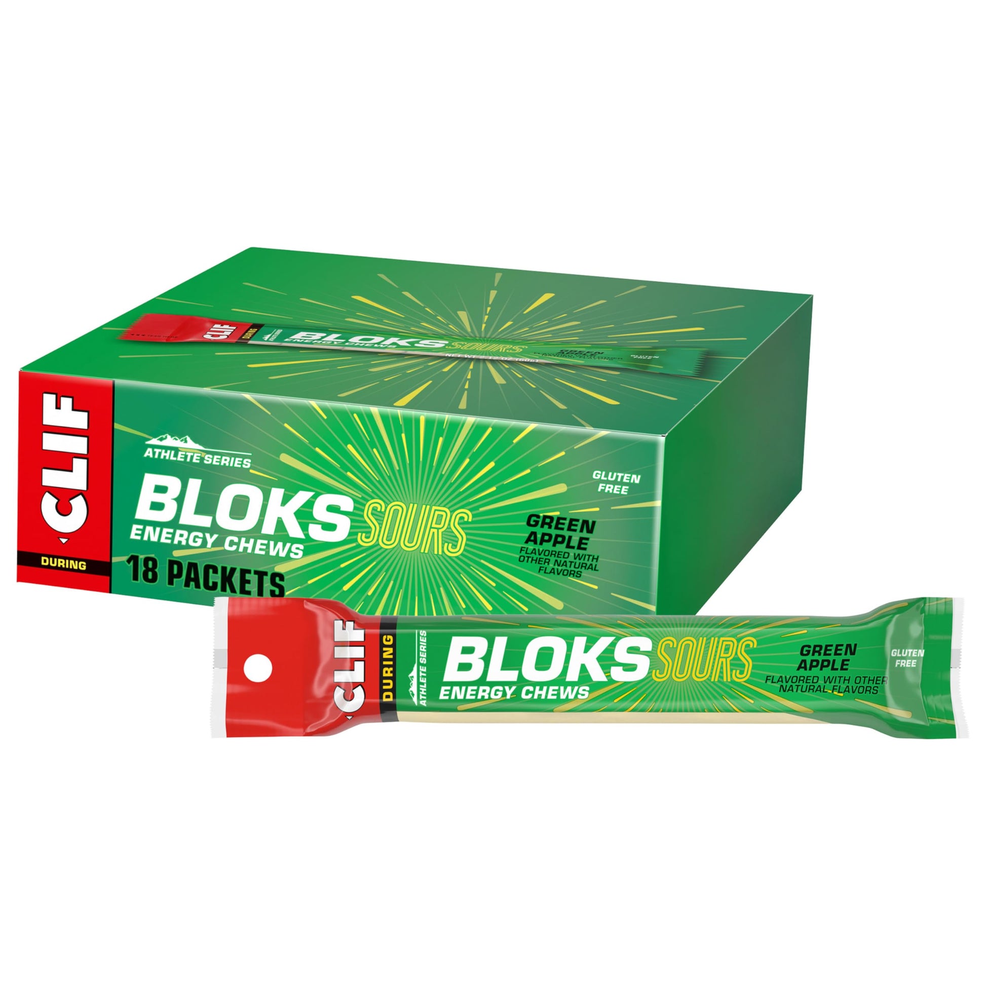Clif Bloks Sours Green Apple Energy Chews Gummy 18 Count