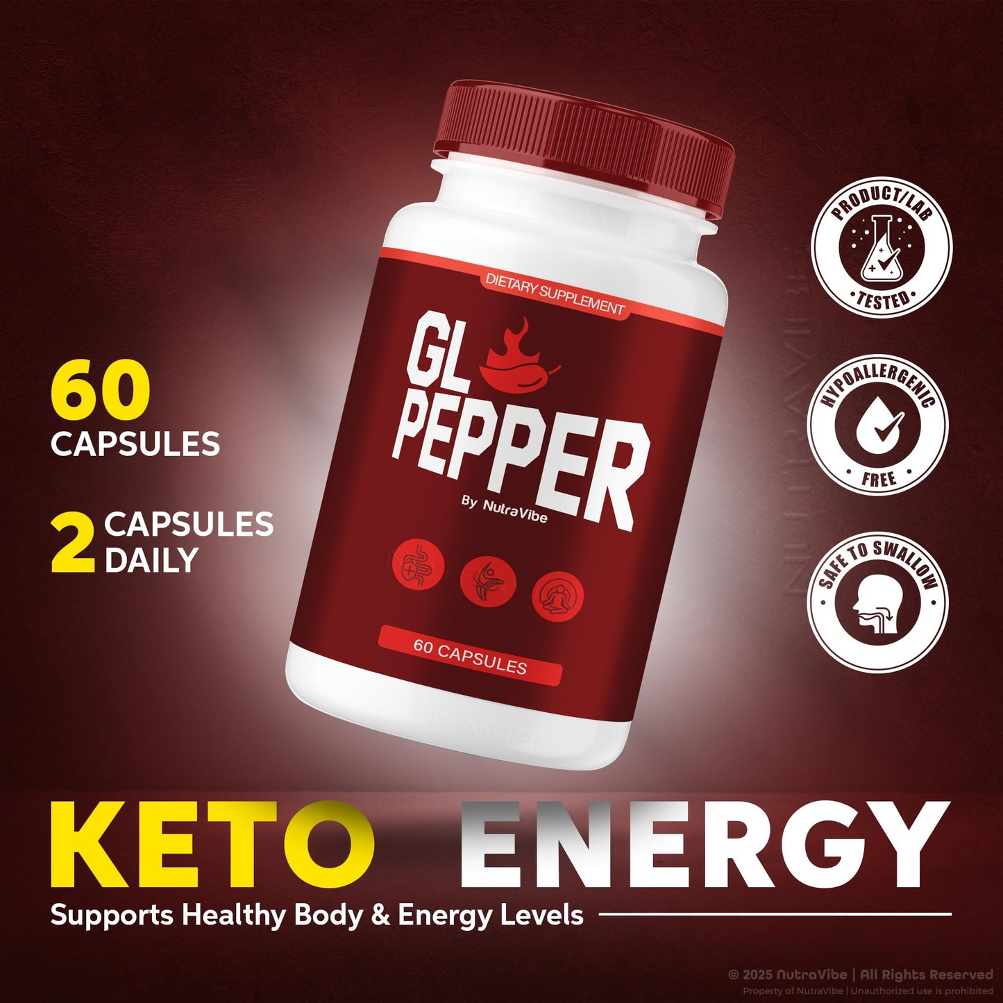 NutraVibe GL Pepper Capsules 120 Capsules