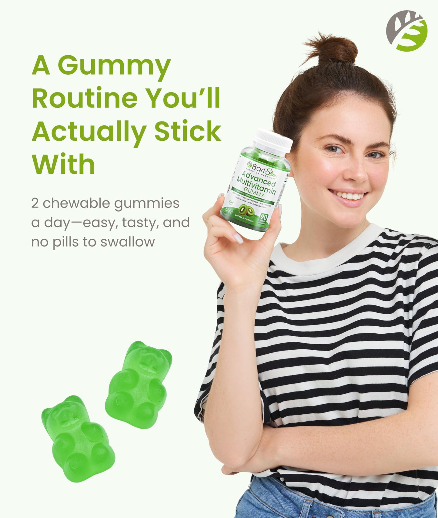 BariSlim Advanced Bariatric Multivitamin Gummies - Kiwi, 90 Count