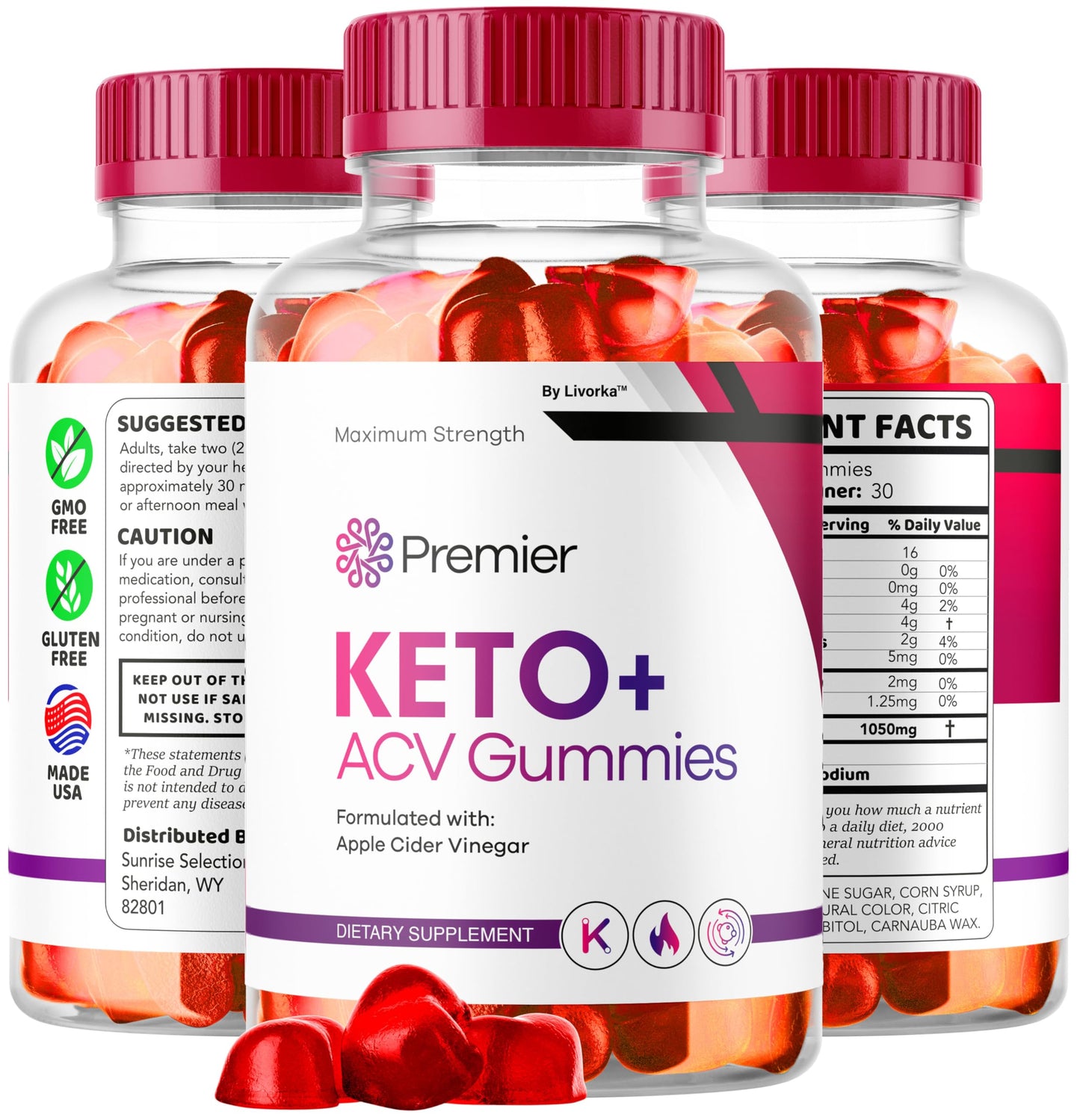LIVORKA Premier Keto Plus ACV Gummies for Weight Loss, 180 Gummies