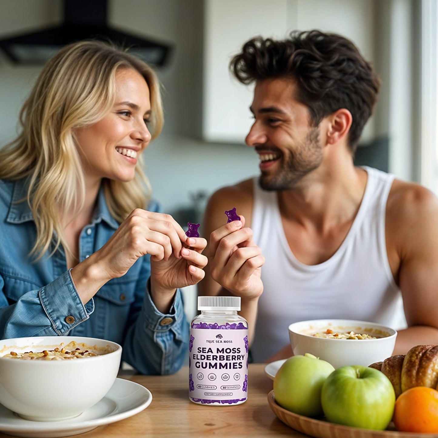 TrueSeaMoss Sea Moss Gummies with Elderberry, Burdock Root & Bladderwrack – for Adults & Kids 4+ – Fruity Flavor, 60 Gummies