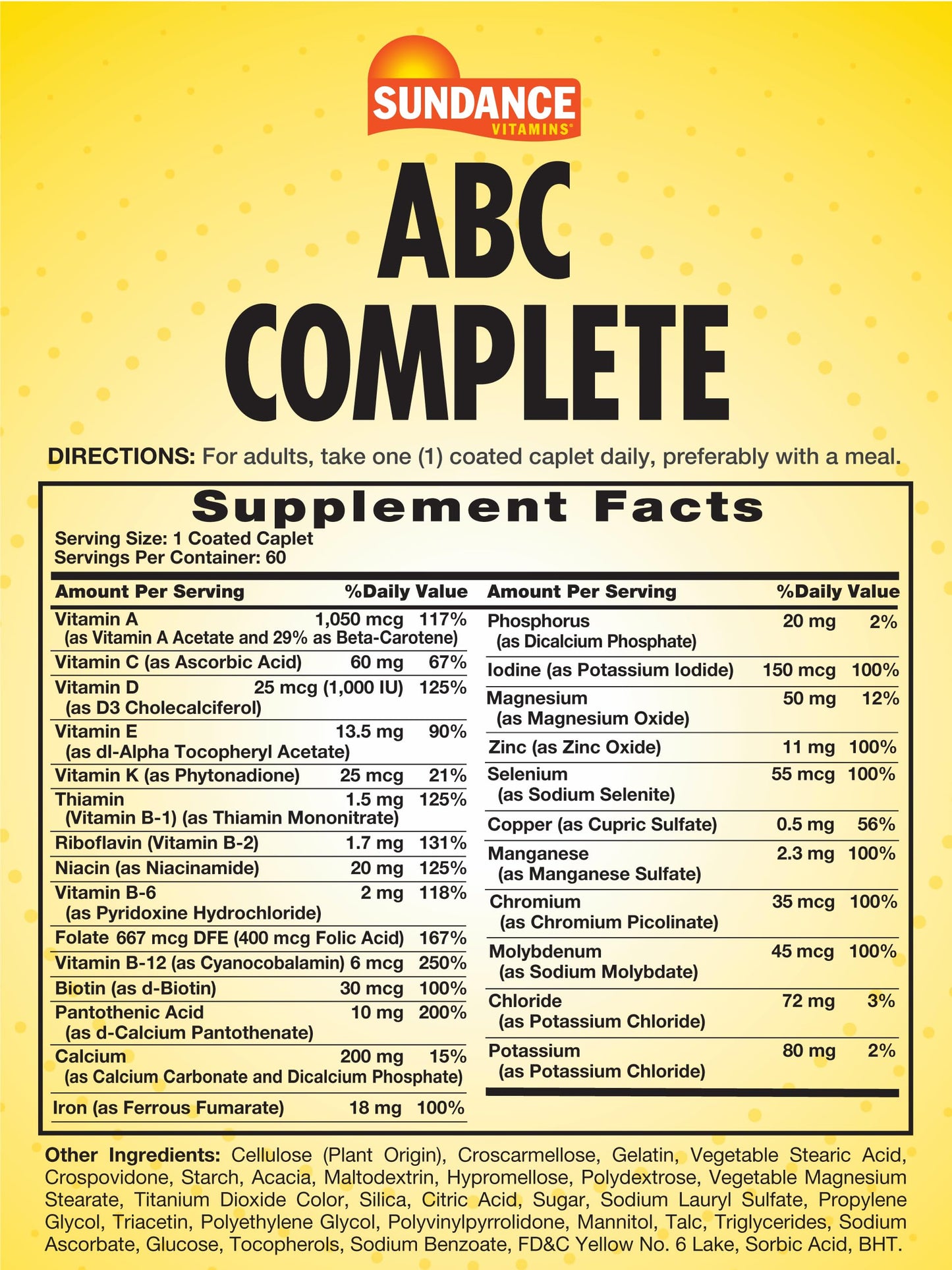 Sundance Multivitamin & Mineral for Adults Caplets 60