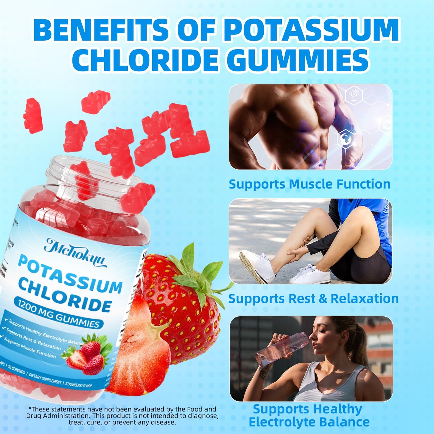 Mchokuu Potassium Chloride Gummies 1200mg 120 Count