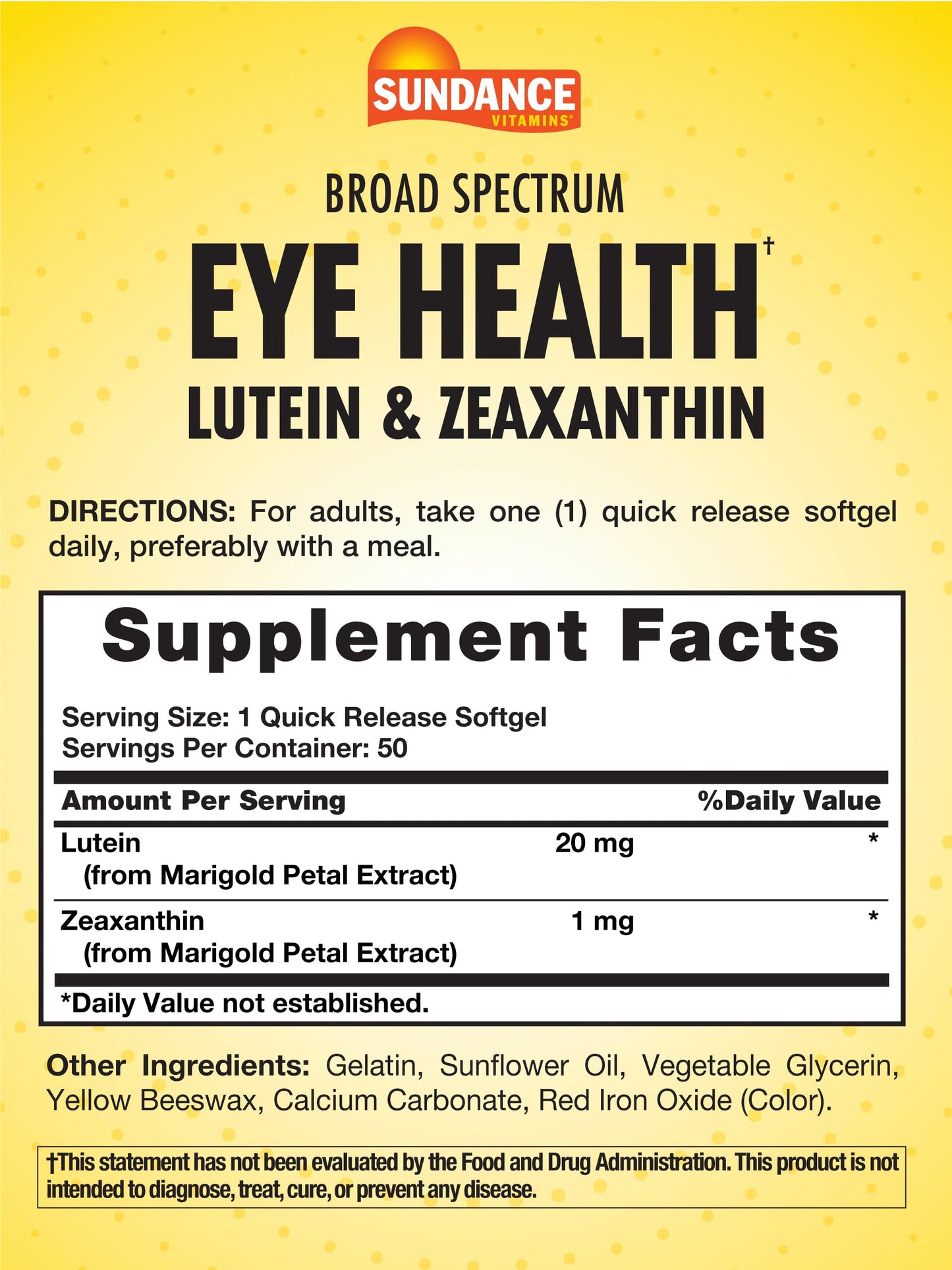 Sundance Lutein and Zeaxanthin Softgels 50 Count