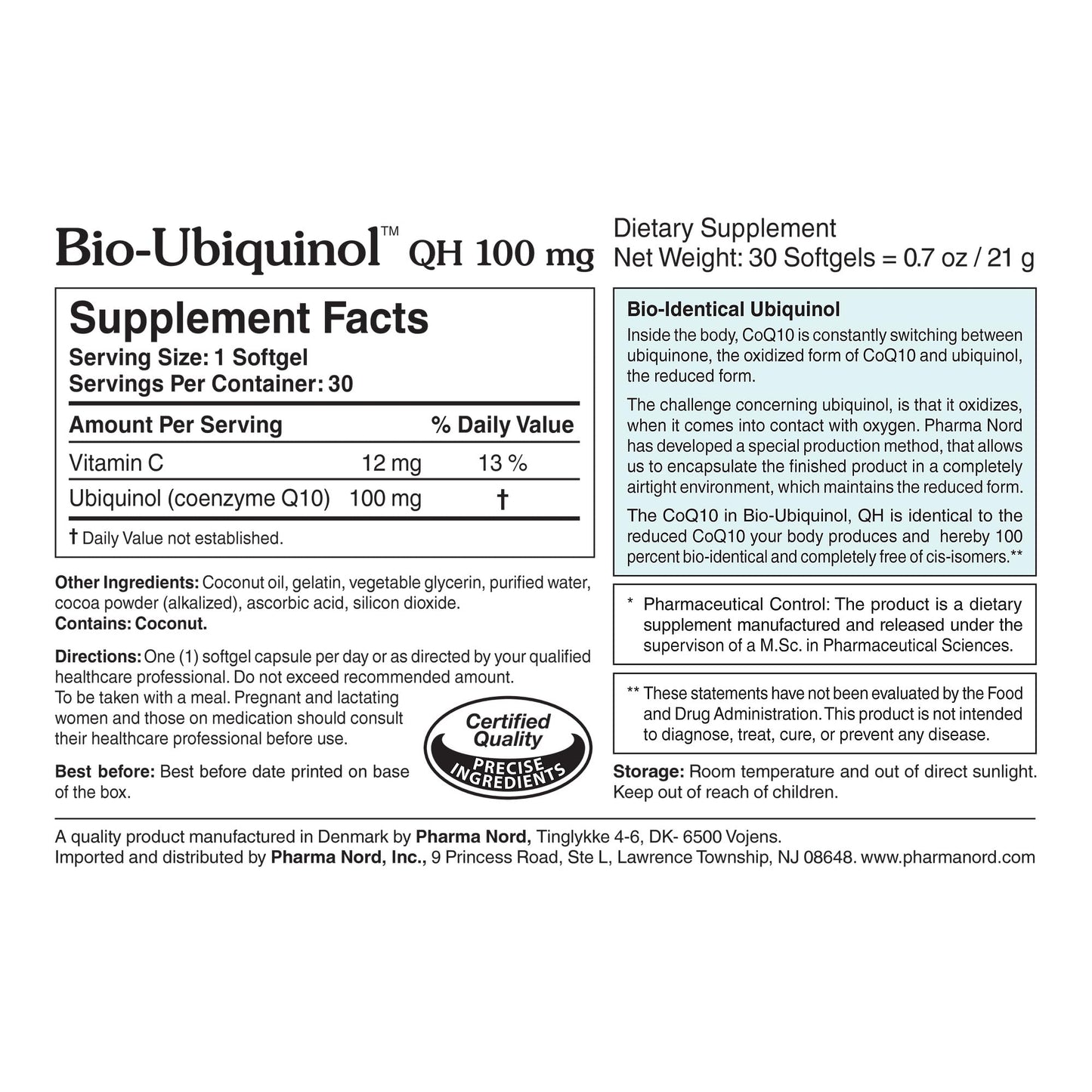 Pharma Nord CoQ10 Ubiquinol 100 mg Softgels 30