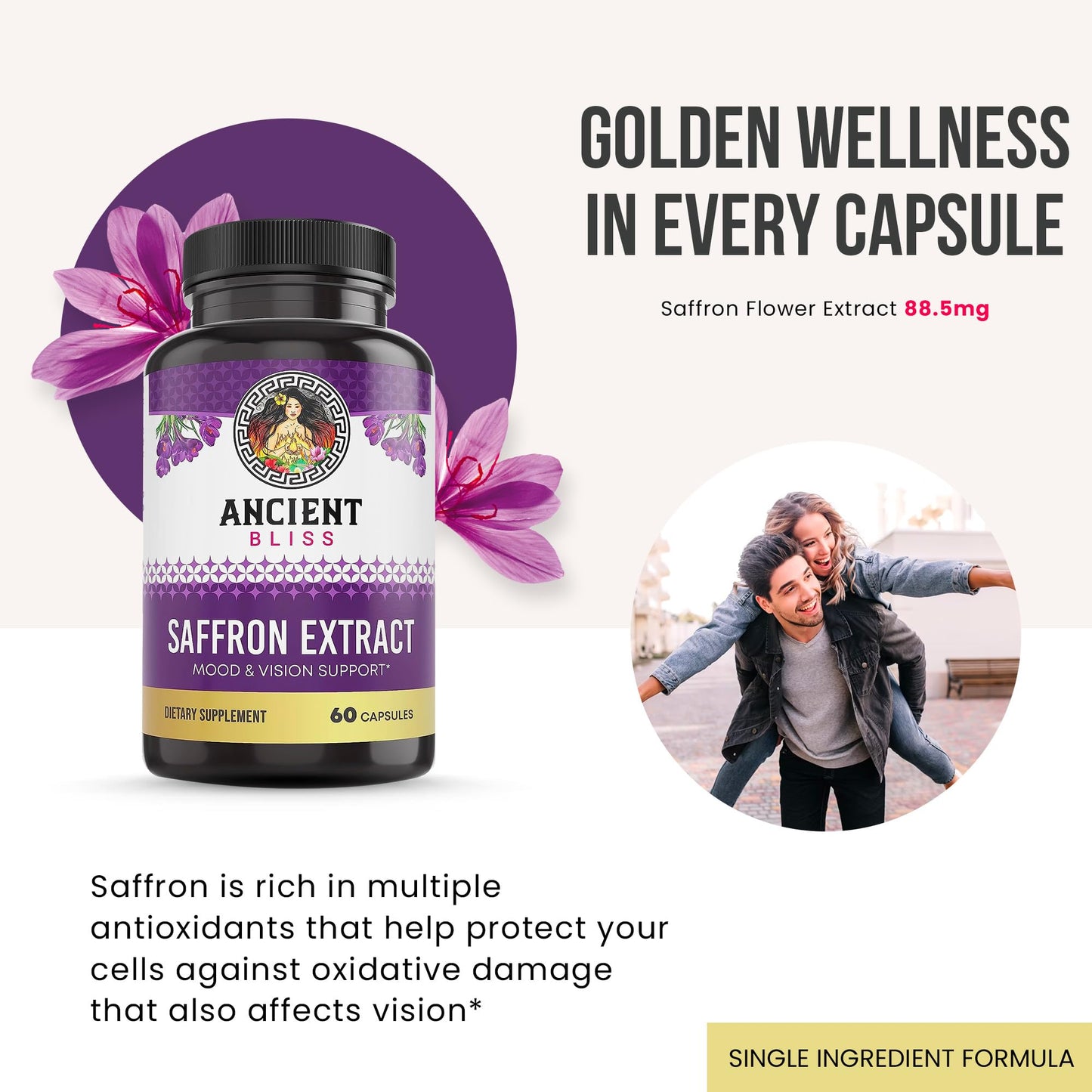 Ancient Bliss Saffron Extract Capsules 60 Capsules