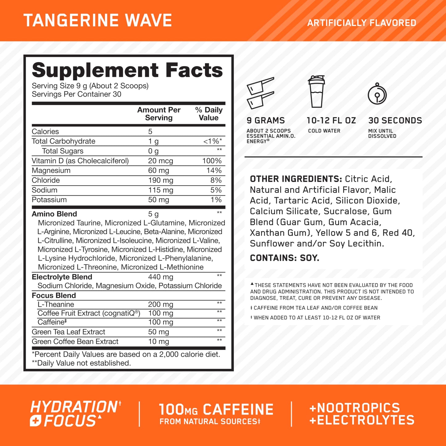 Optimum Nutrition Amino Energy Powder Tangerine Wave 10.05