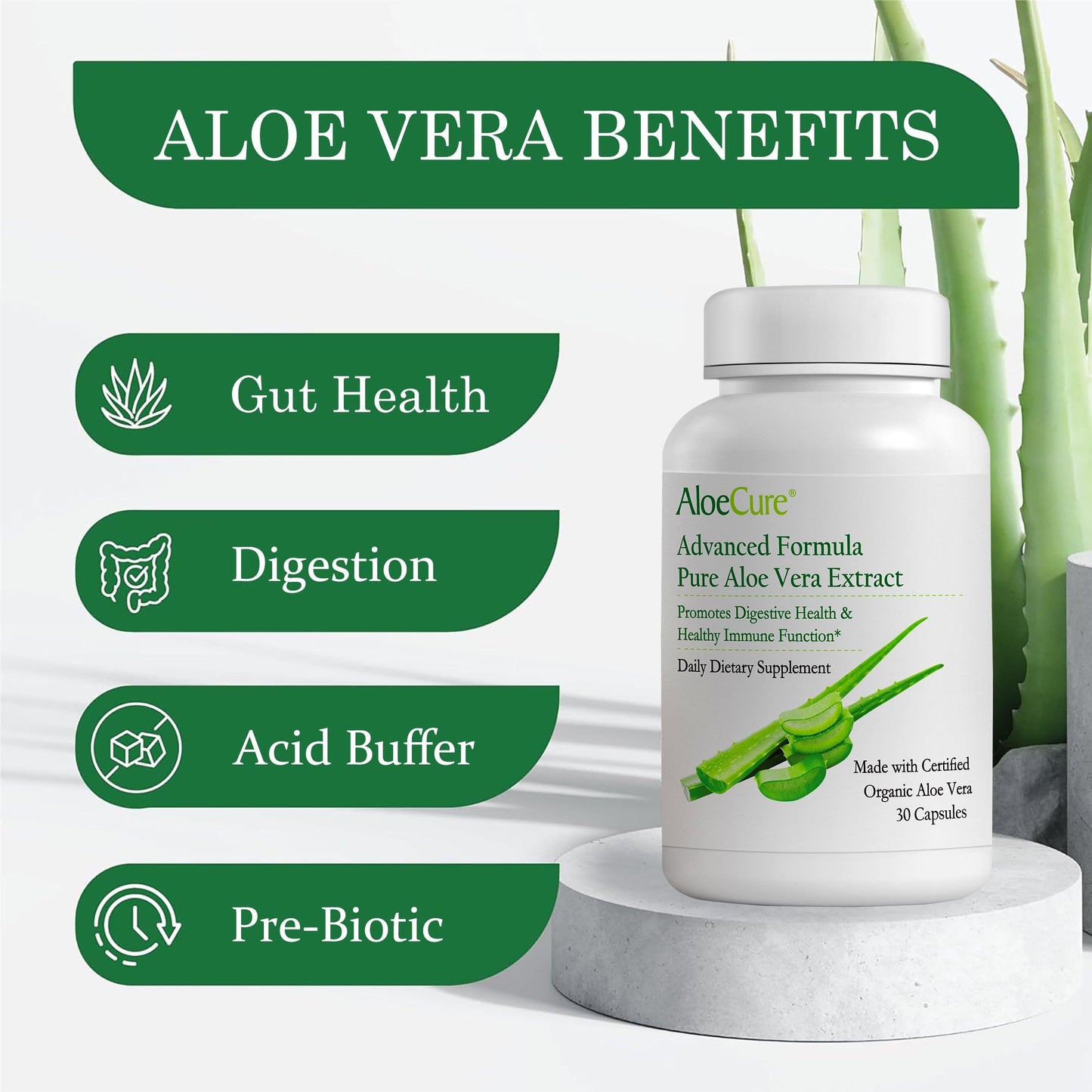 AloeCure Aloe Vera Capsules 3 Bottles