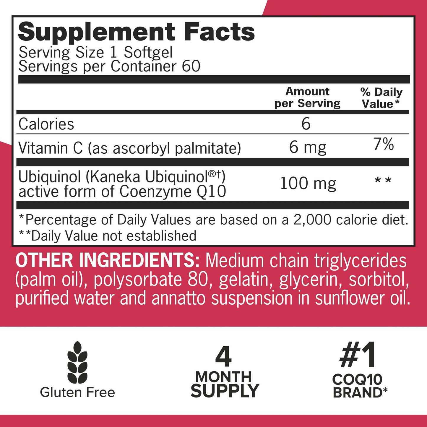 Qunol Mega Ubiquinol CoQ10 100mg Softgels, 120 Count