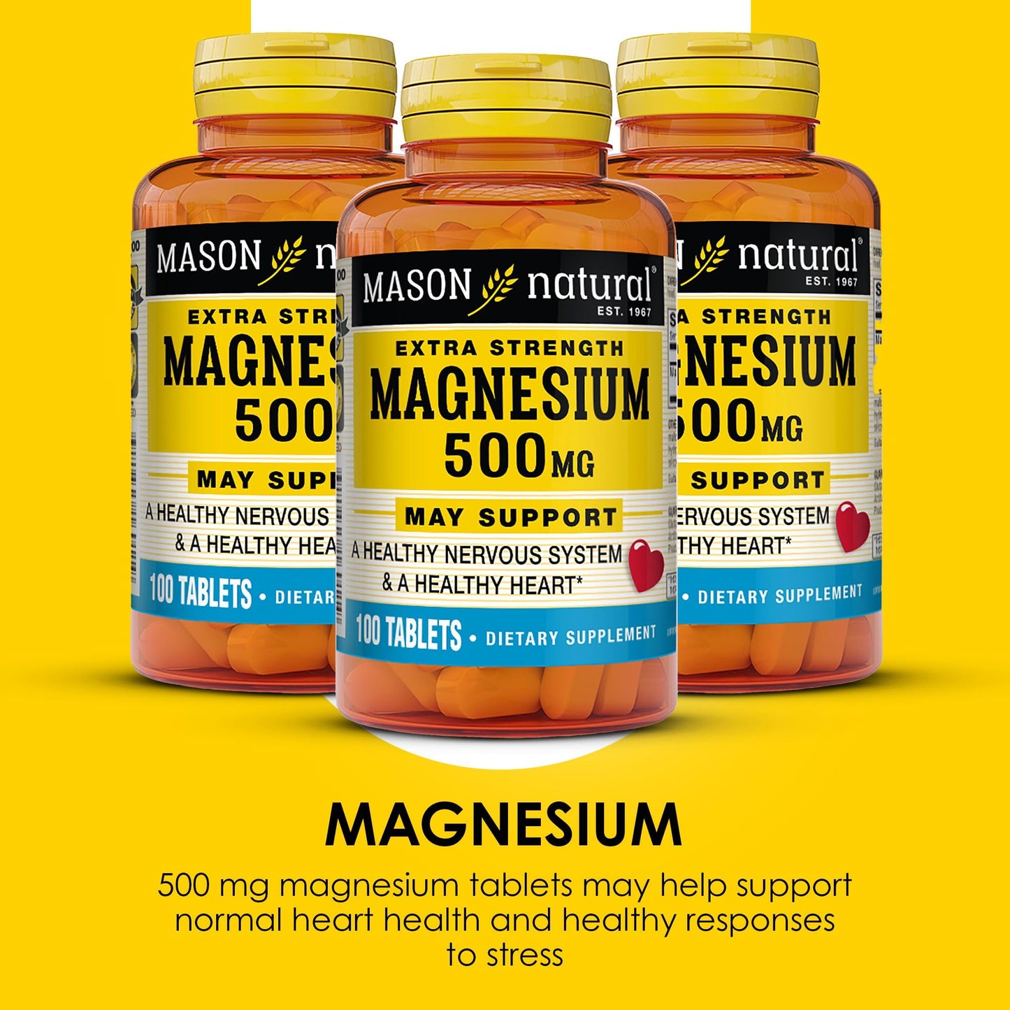 Mason Natural Magnesium 500 mg Extra Strength Tablets, 300 Count