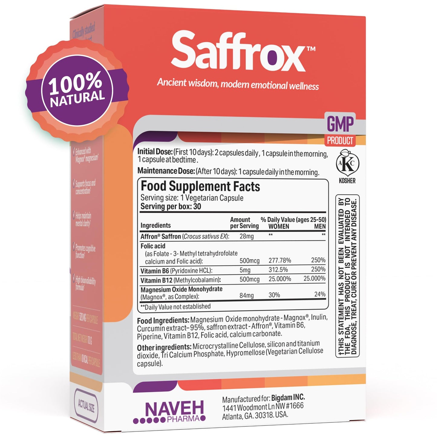 NAVEH PHARMA Saffrox Saffron Extract Capsule, 30 Capsules