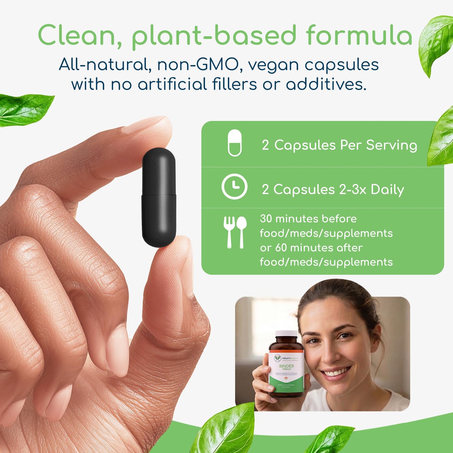 Return Healthy Binder Blend Toxin Binder Supplement, 180 Capsules