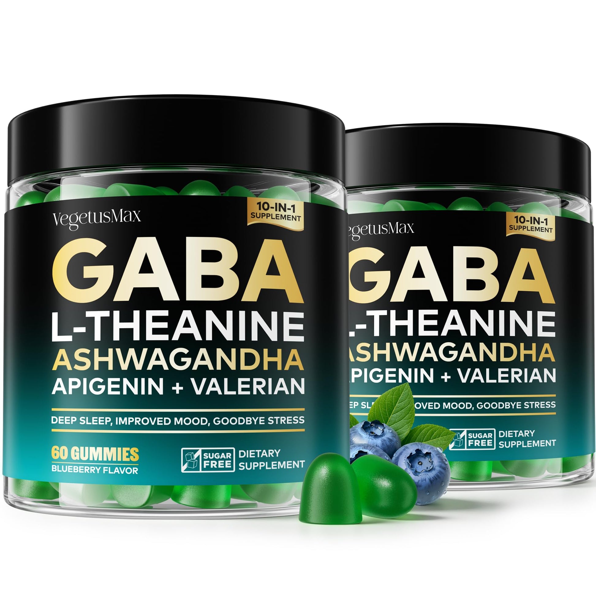 VEGETUSMAX GABA Gummies 500mg for Stress Support, Relaxation, Melatonin-Free, 120 Gummies