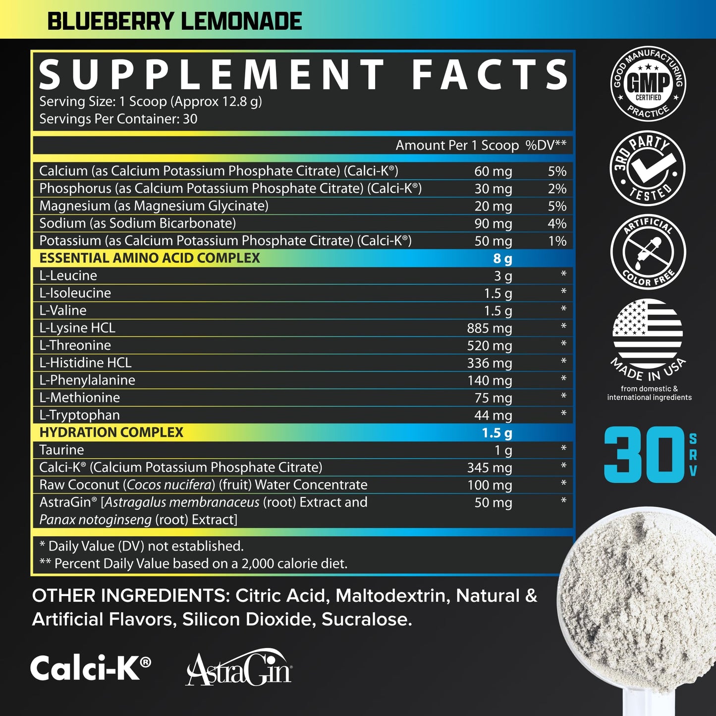 Nutrex Research EAA Hydration Blueberry Lemonade Powder 13.76 Ounce