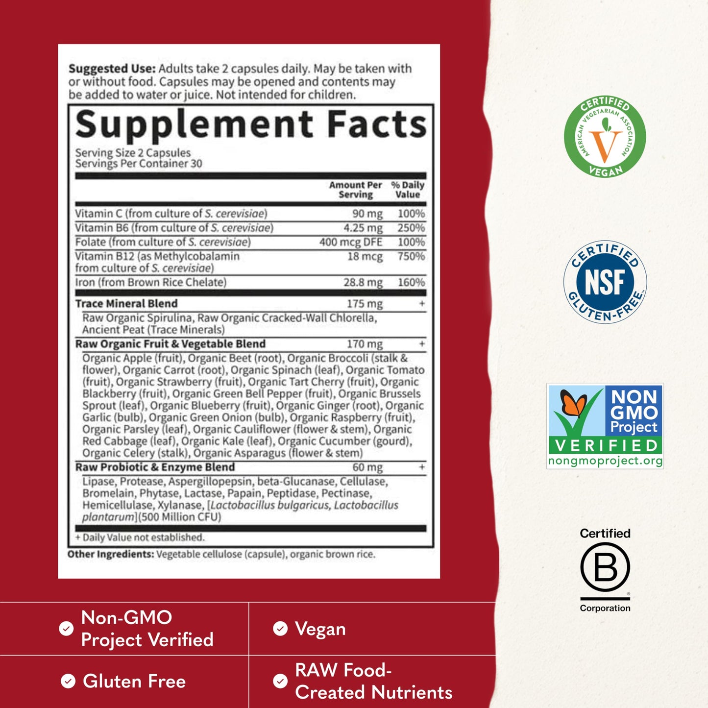 Garden of Life Vitamin Code Healthy Blood Iron Supplement for Women 60 Capsules