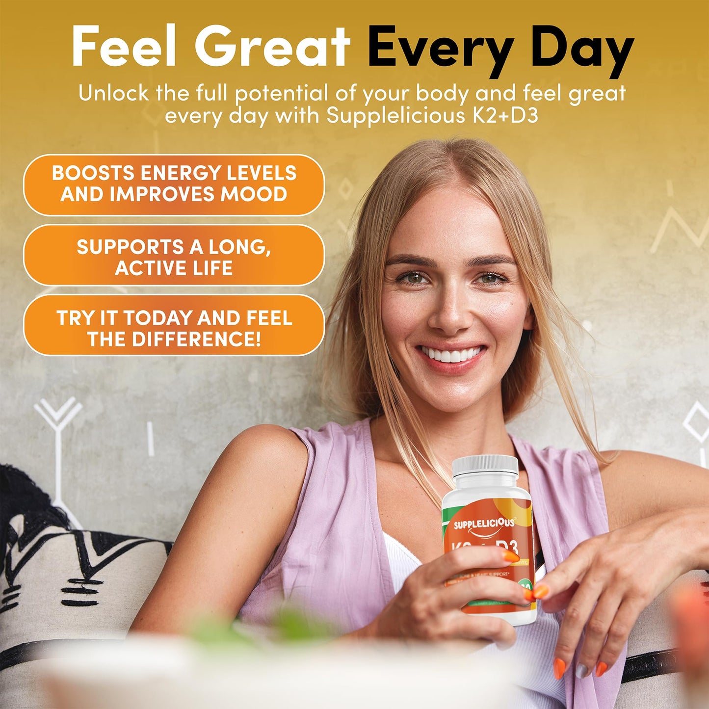 Supplelicious K2 + D3 with Calcium – Bone & Heart Health Supplement – Immune Support Capsule, 60 Count
