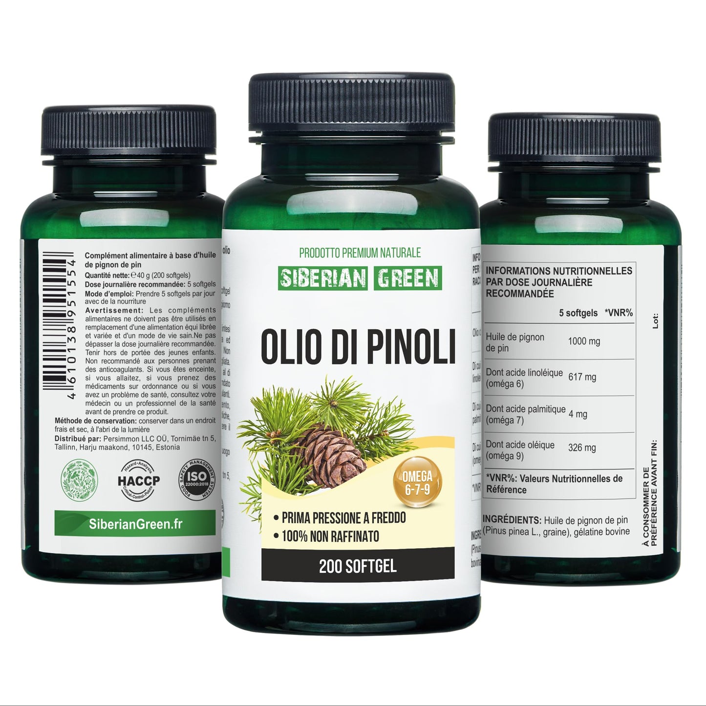 Siberian Green Pine Nut Oil Softgels 200 Count