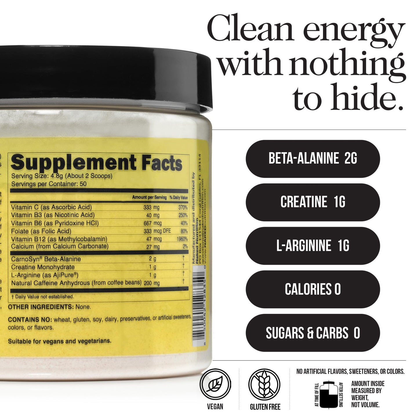 NAKED Energy - Pure Pre Workout Powder 8.2 oz